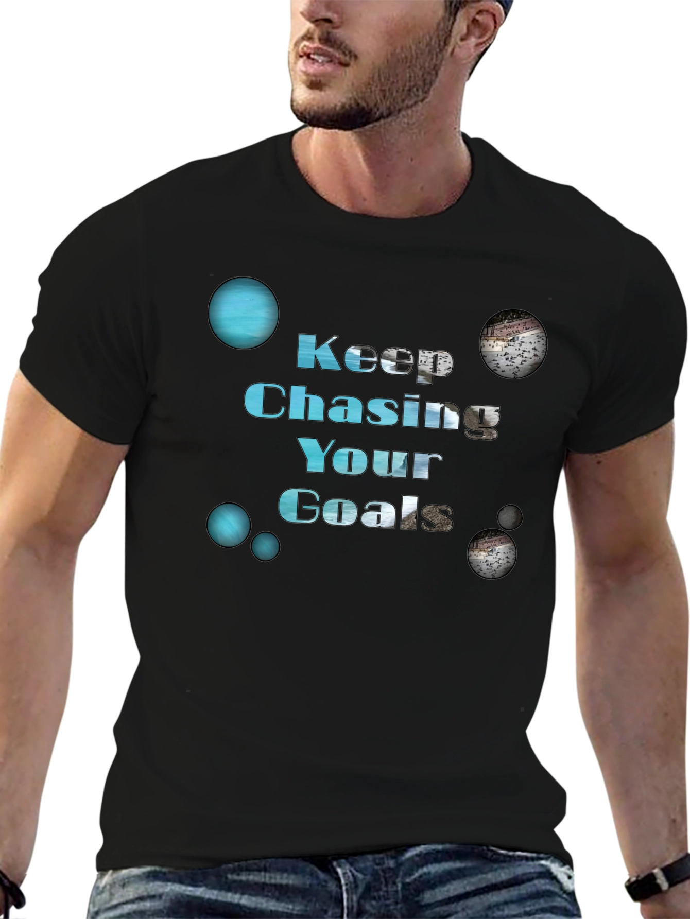Keep Chasing Your Goals Black Graphic T-Shirt