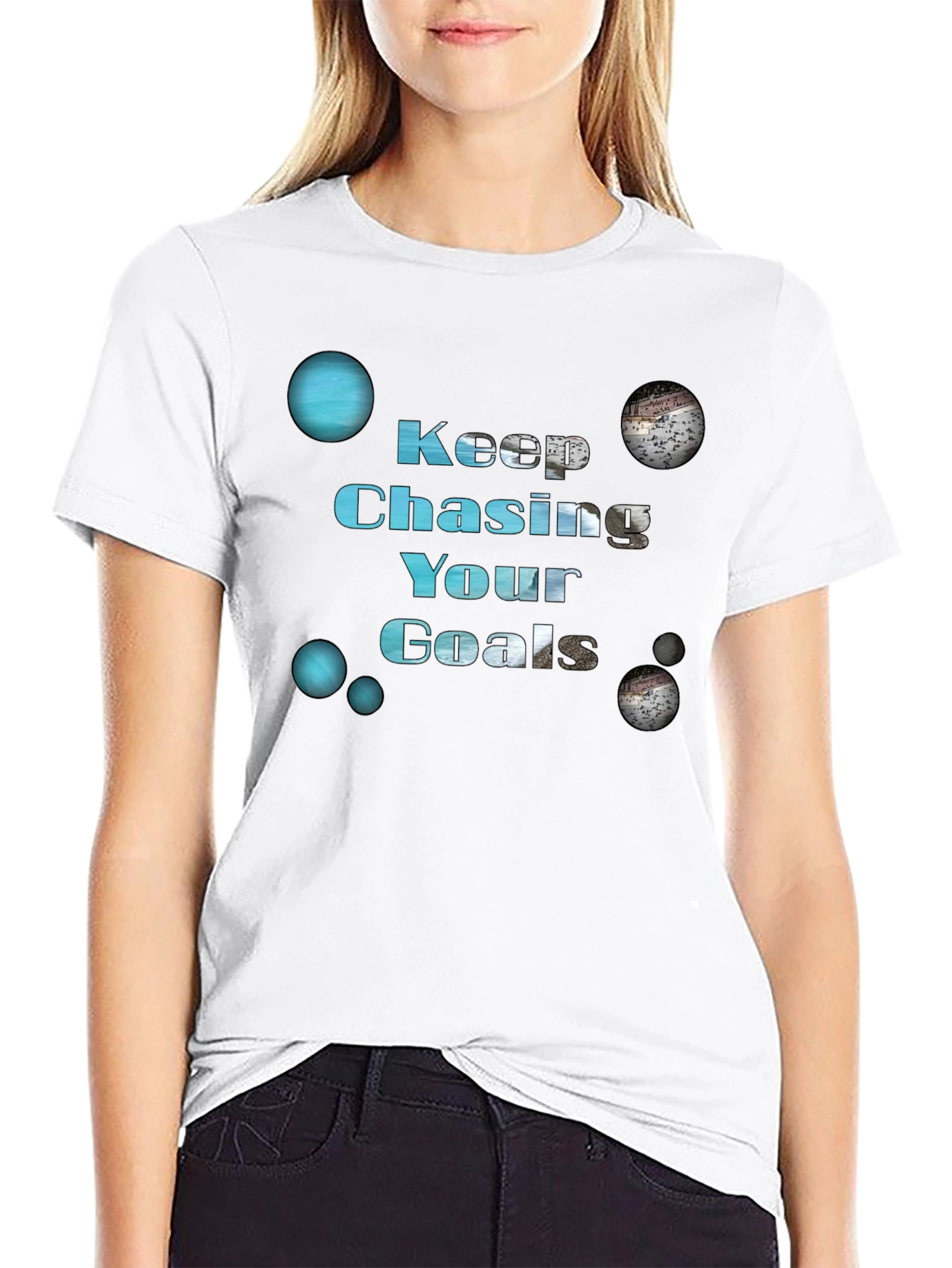 Keep Chasing Your Goals Black Graphic T-Shirt