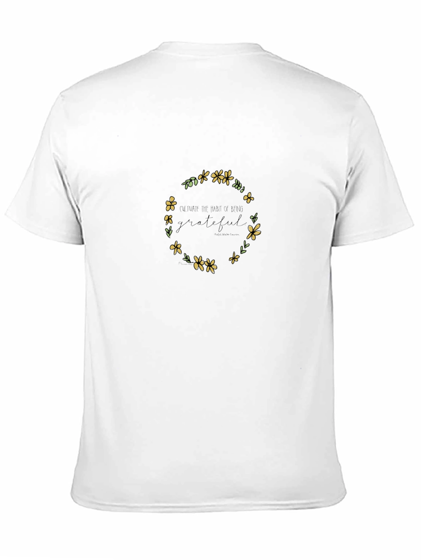 Grateful Floral Wreath Black T-Shirt