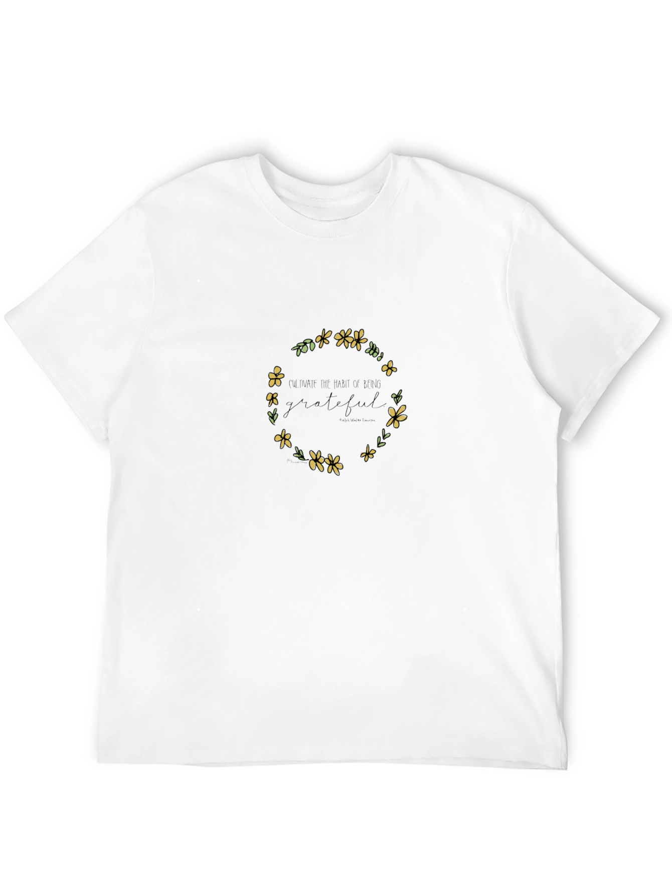 Grateful Floral Wreath Black T-Shirt