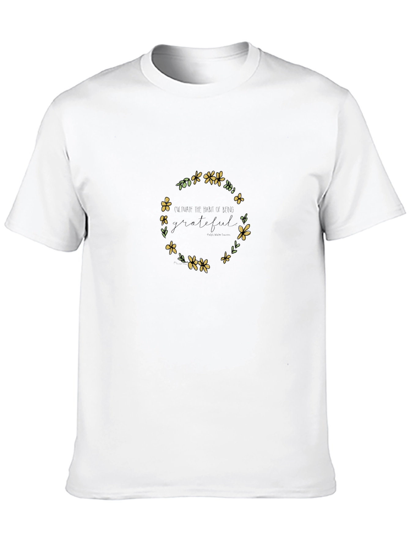 Grateful Floral Wreath Black T-Shirt