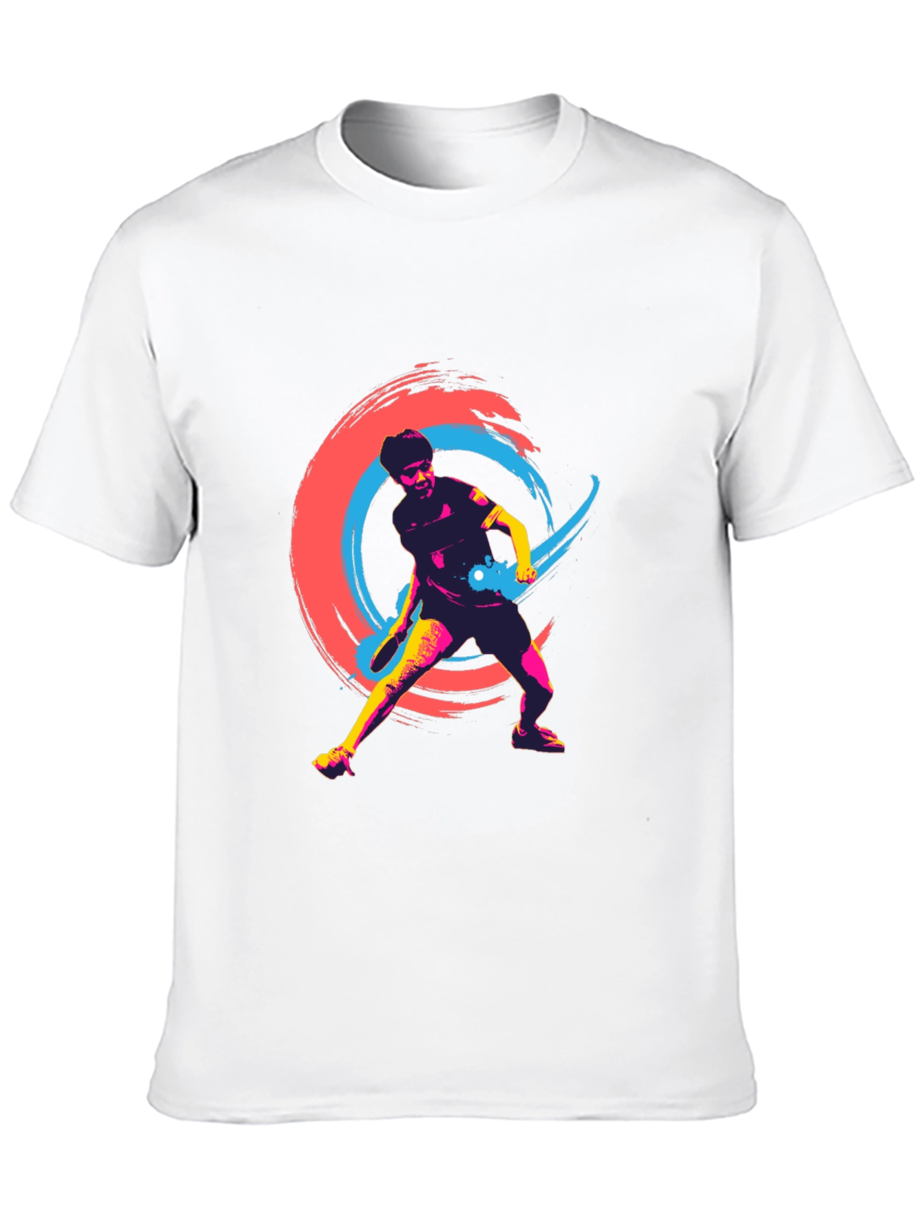 Vibrant Table Tennis Graphic Tee - Black