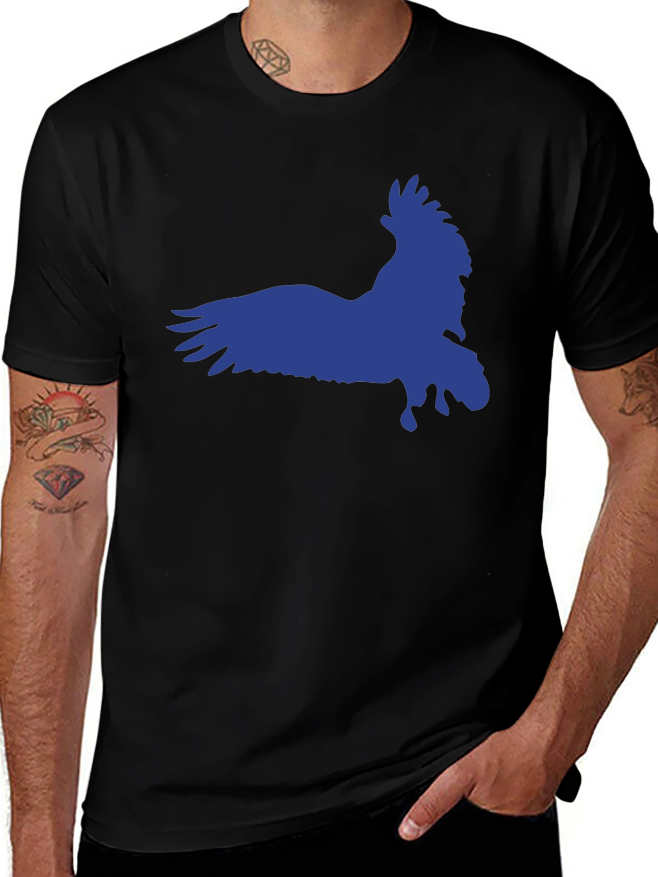 Raven Graphic Tee - Black Cotton Blend Shirt