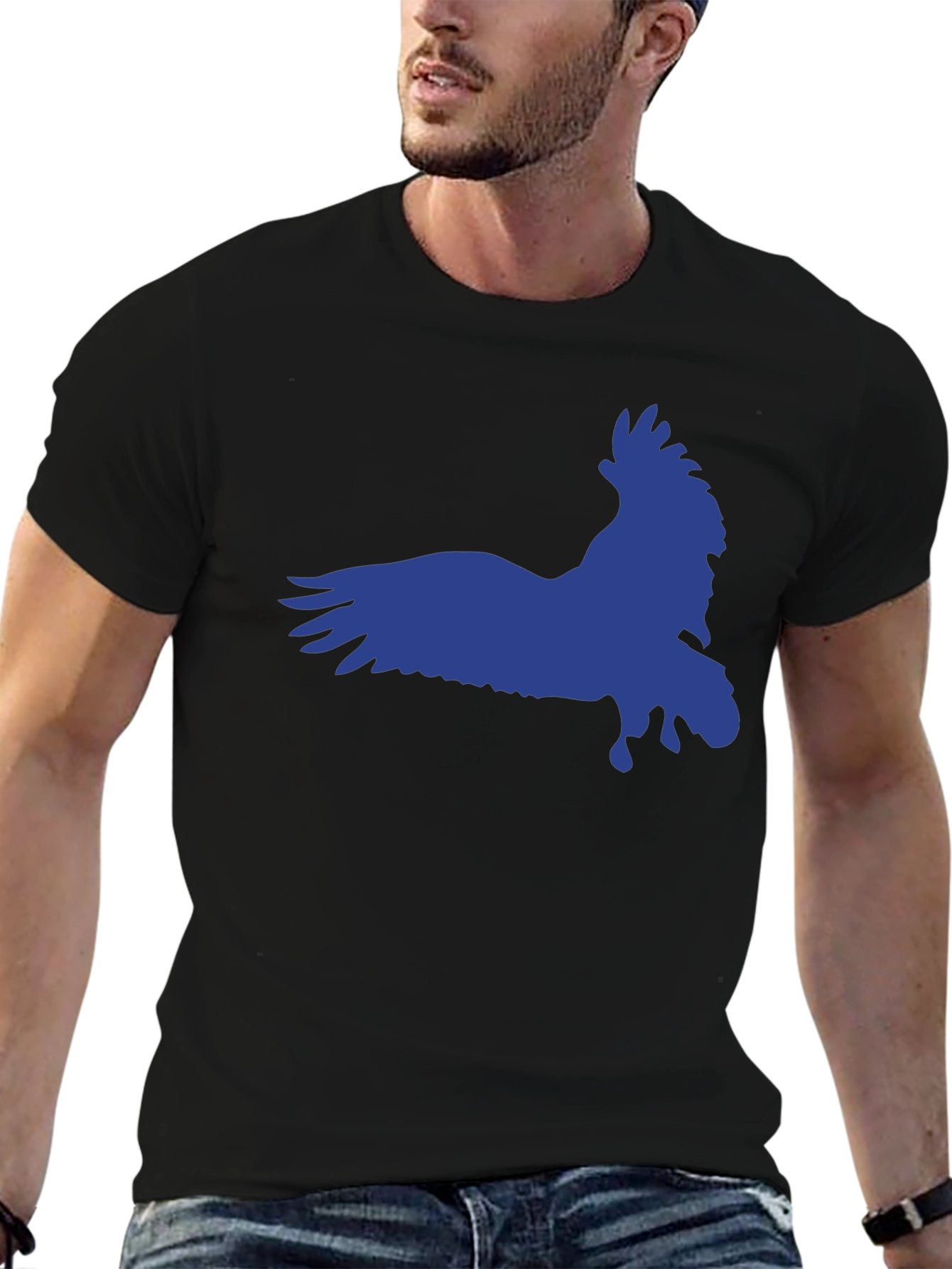 Raven Graphic Tee - Black Cotton Blend Shirt