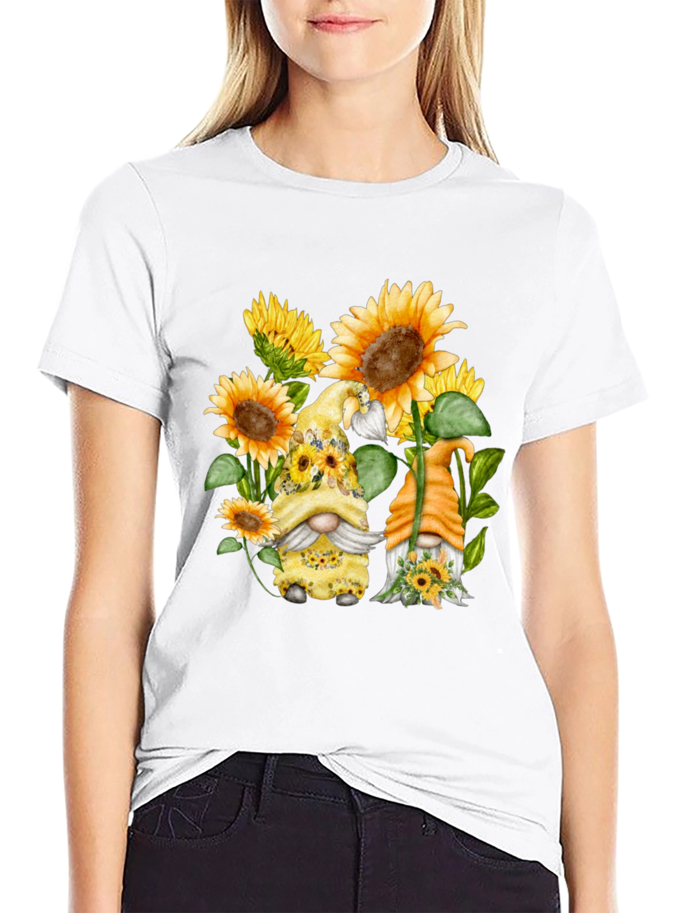 Sunflower Gnome Graphic T-Shirt