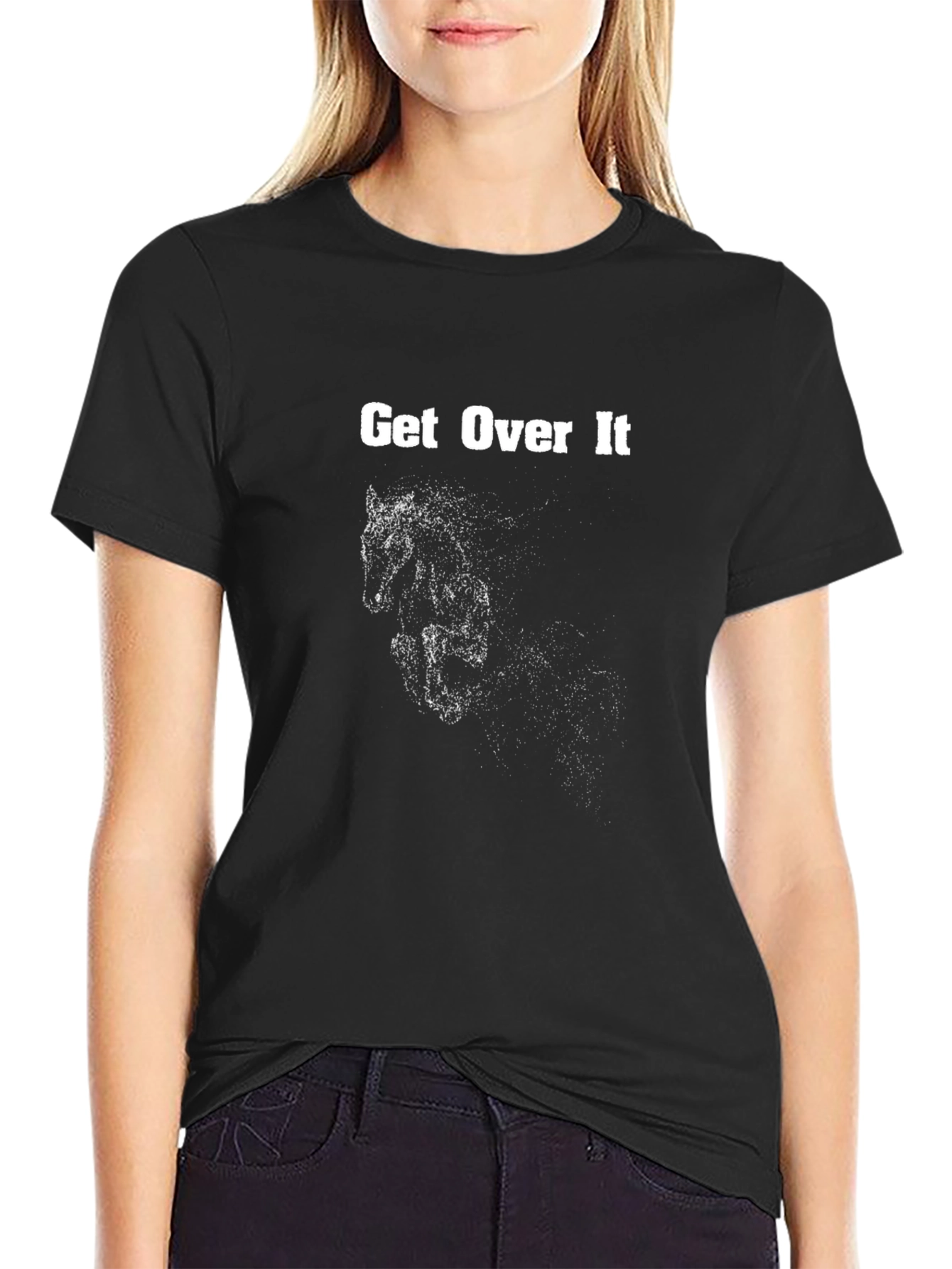 Get Over It Horse Graphic Black T-Shirt
