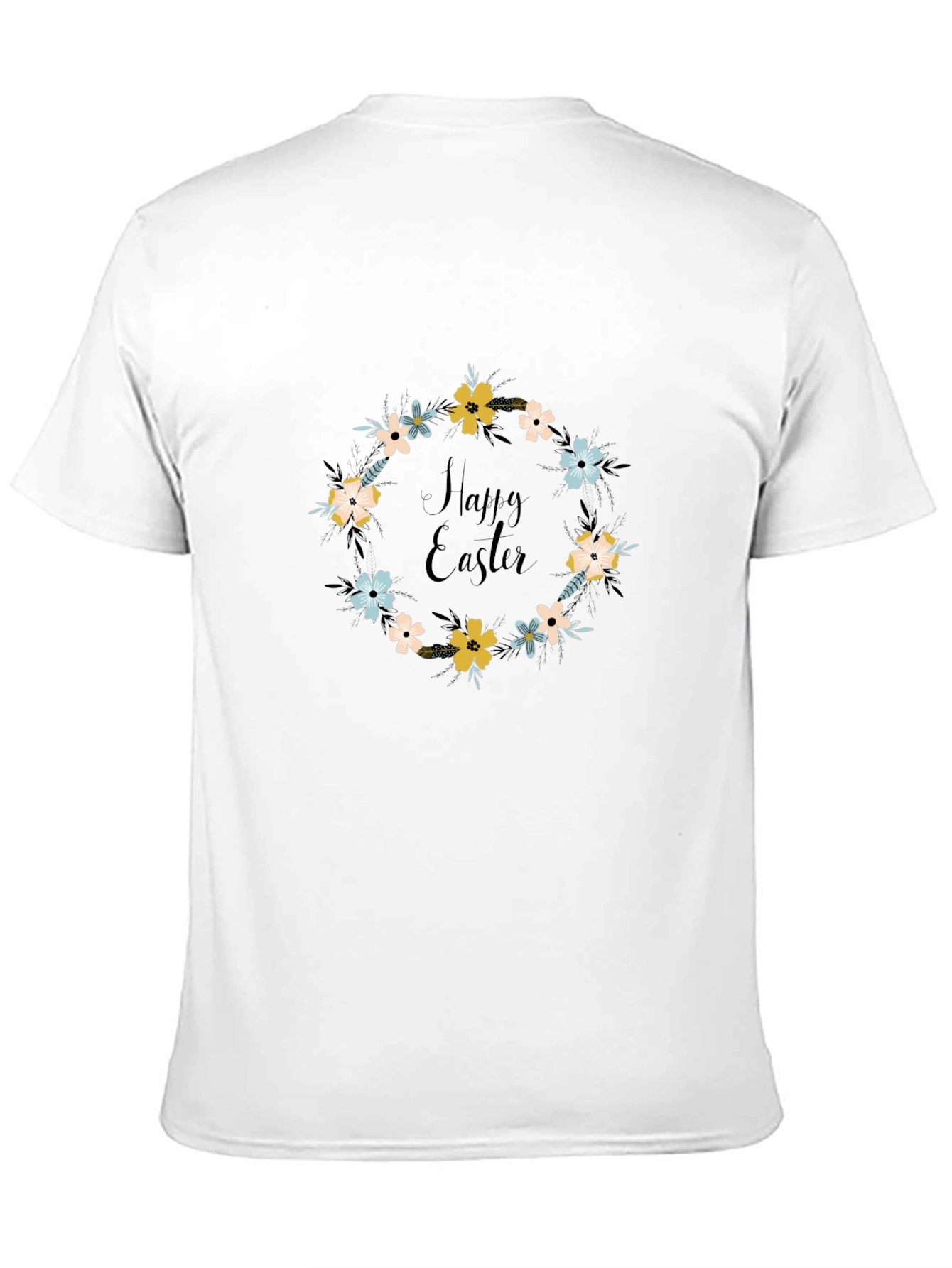 Happy Easter Floral Wreath Graphic T-Shirt