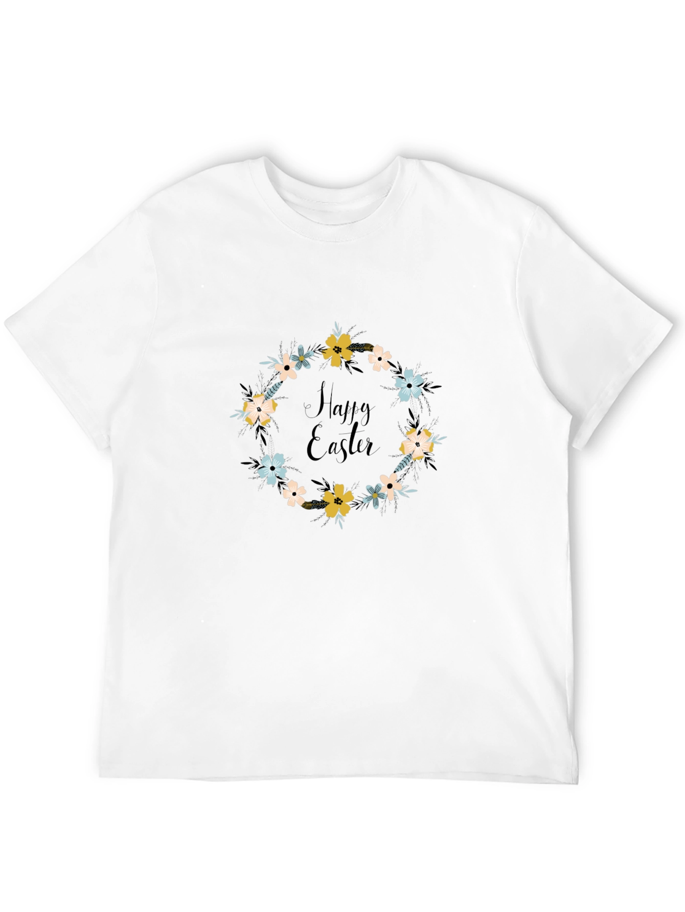 Happy Easter Floral Wreath Graphic T-Shirt