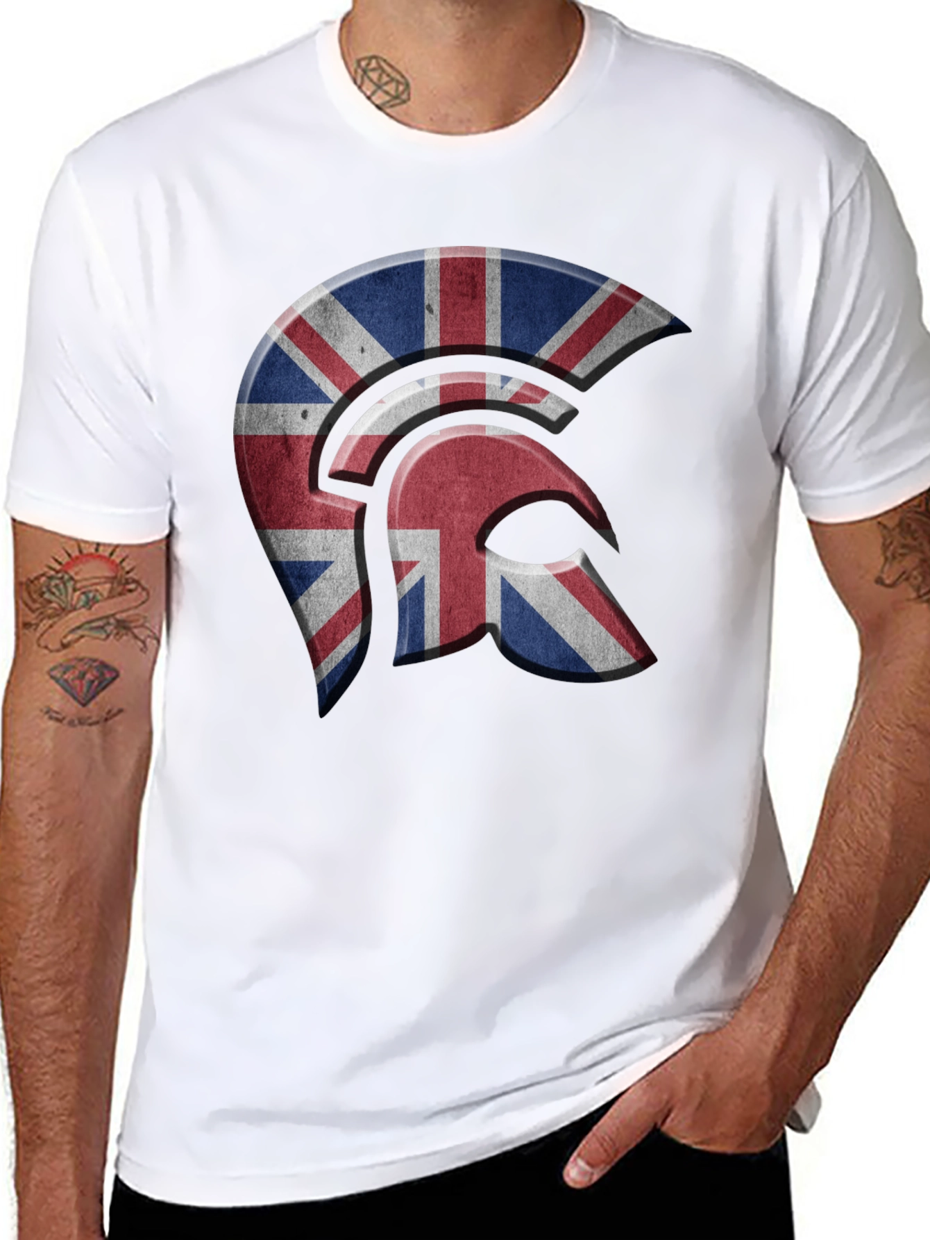 Union Jack Spartan Helmet Graphic Tee