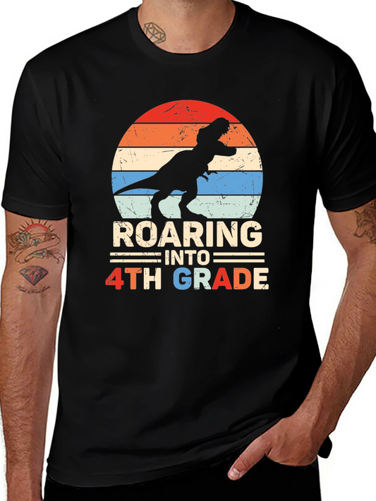 Roaring Into 4th Grade Dinosaur T-Shirt