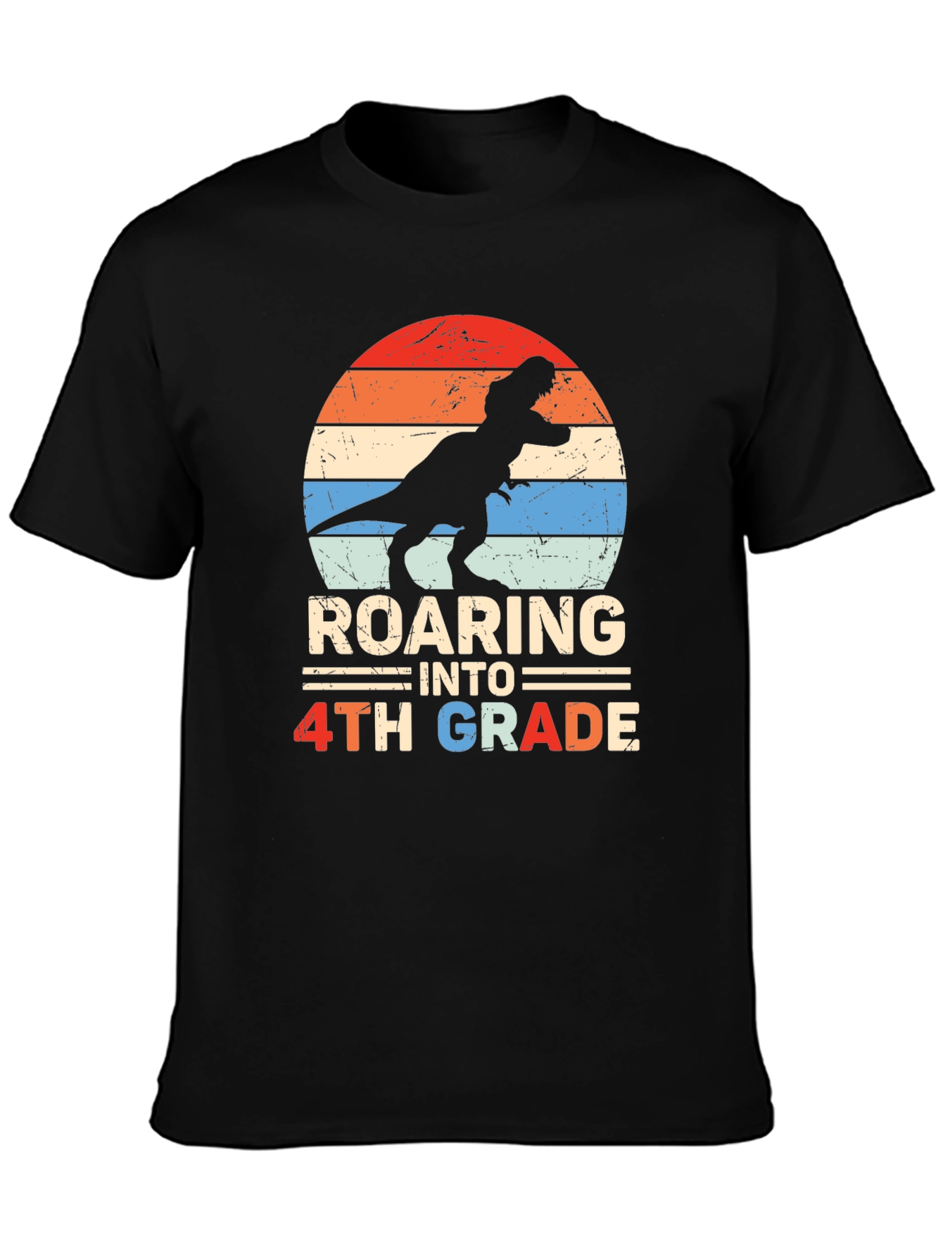 Roaring Into 4th Grade Dinosaur T-Shirt