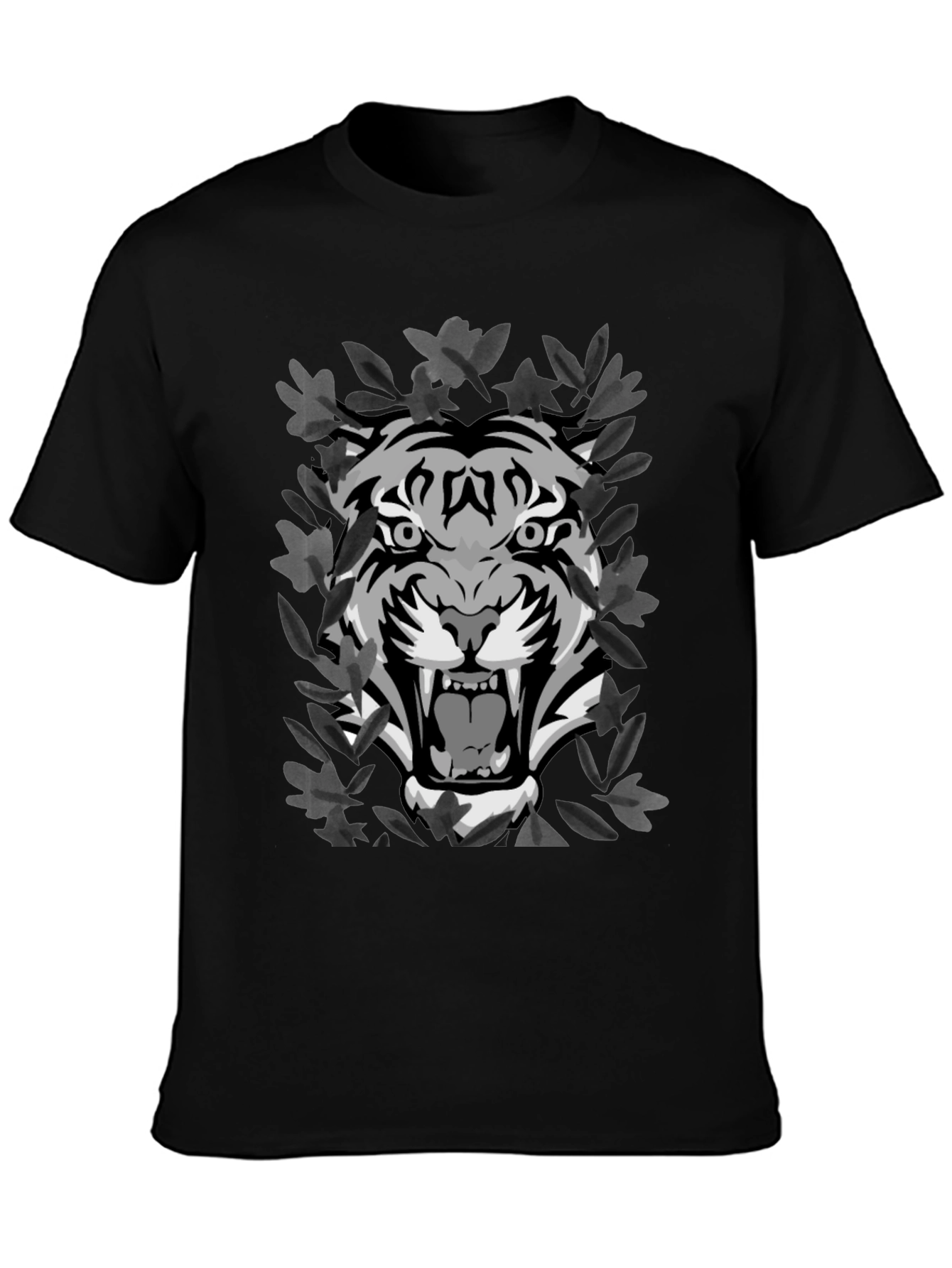 Tiger Graphic Print Mens Black T-Shirt