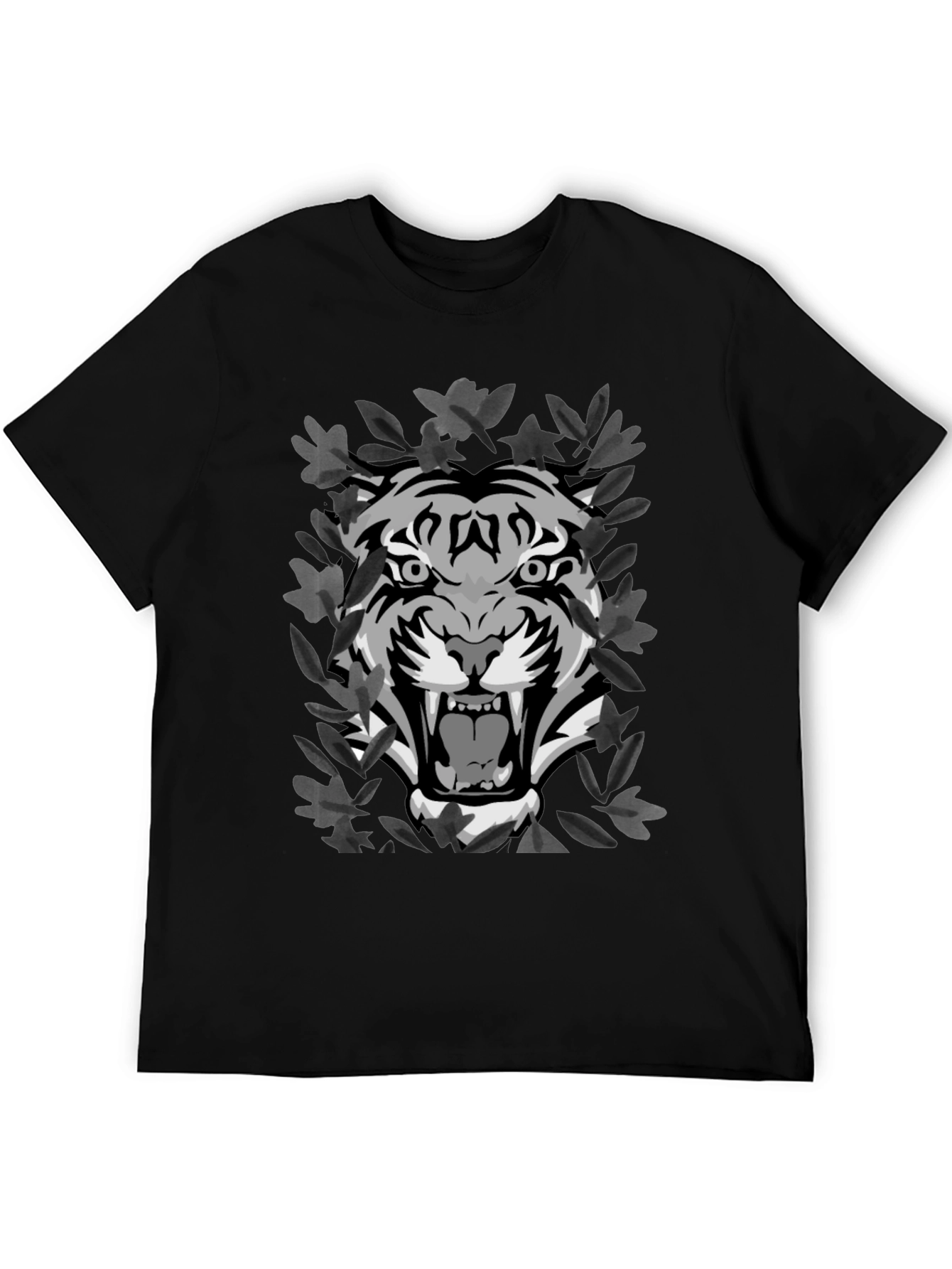 Tiger Graphic Print Mens Black T-Shirt
