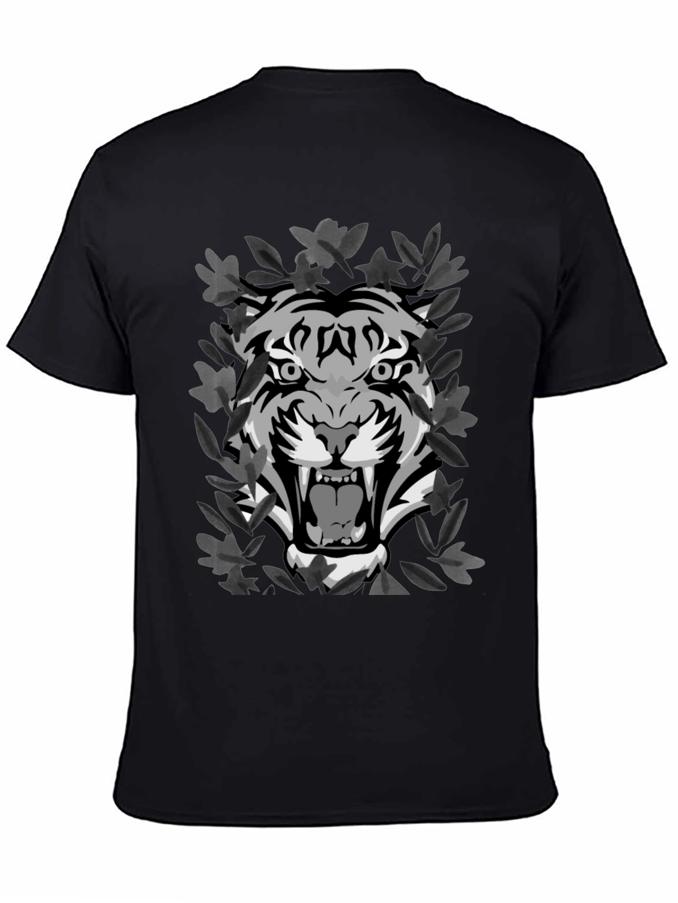 Tiger Graphic Print Mens Black T-Shirt