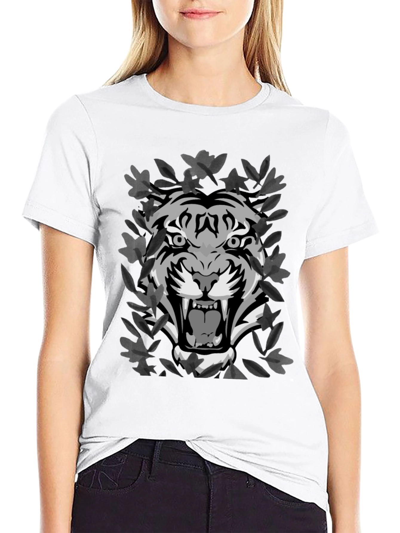 Tiger Graphic Print Mens Black T-Shirt