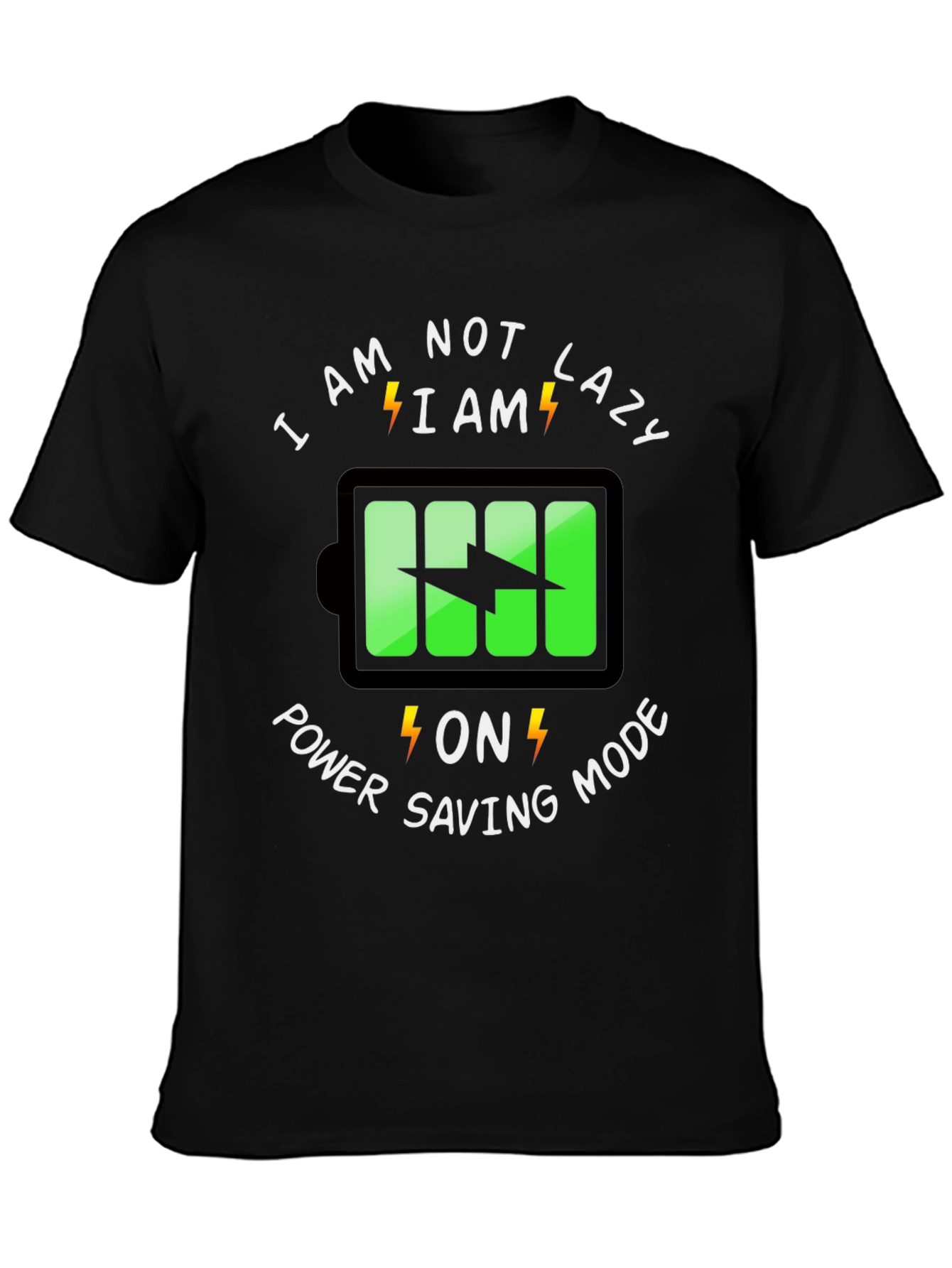 Power Saving Mode Graphic Tee - Funny Lazy T-Shirt