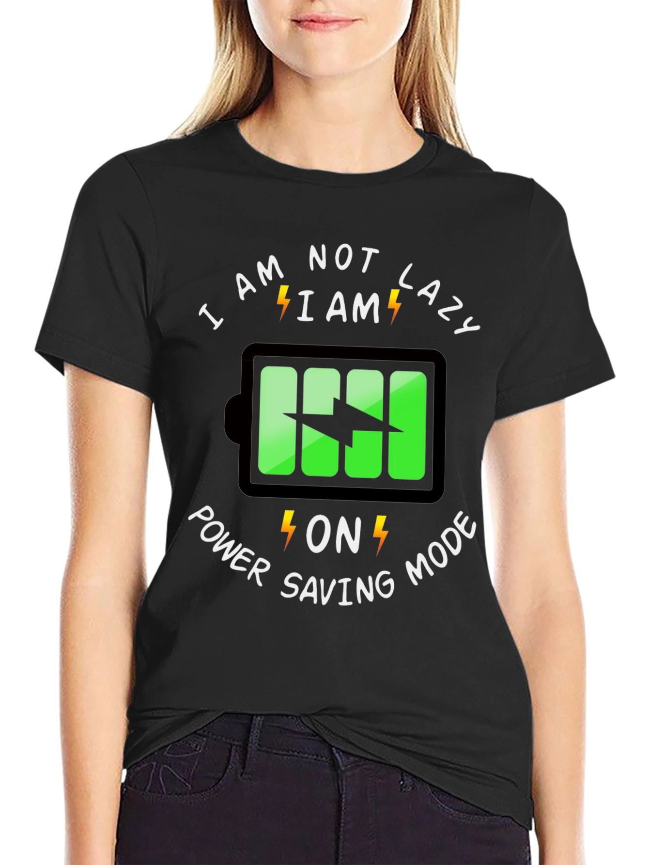 Power Saving Mode Graphic Tee - Funny Lazy T-Shirt