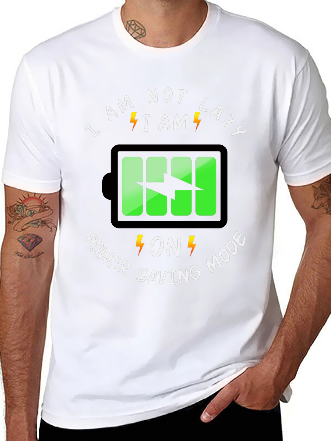 Power Saving Mode Graphic Tee - Funny Lazy T-Shirt