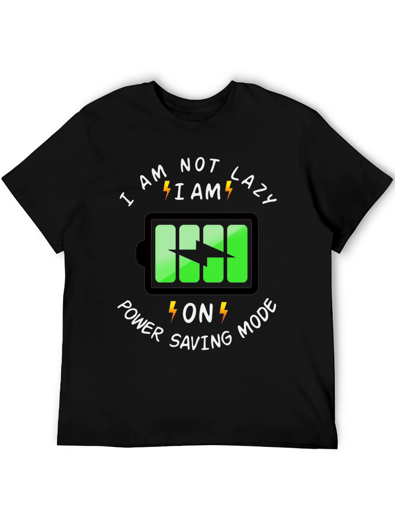 Power Saving Mode Graphic Tee - Funny Lazy T-Shirt