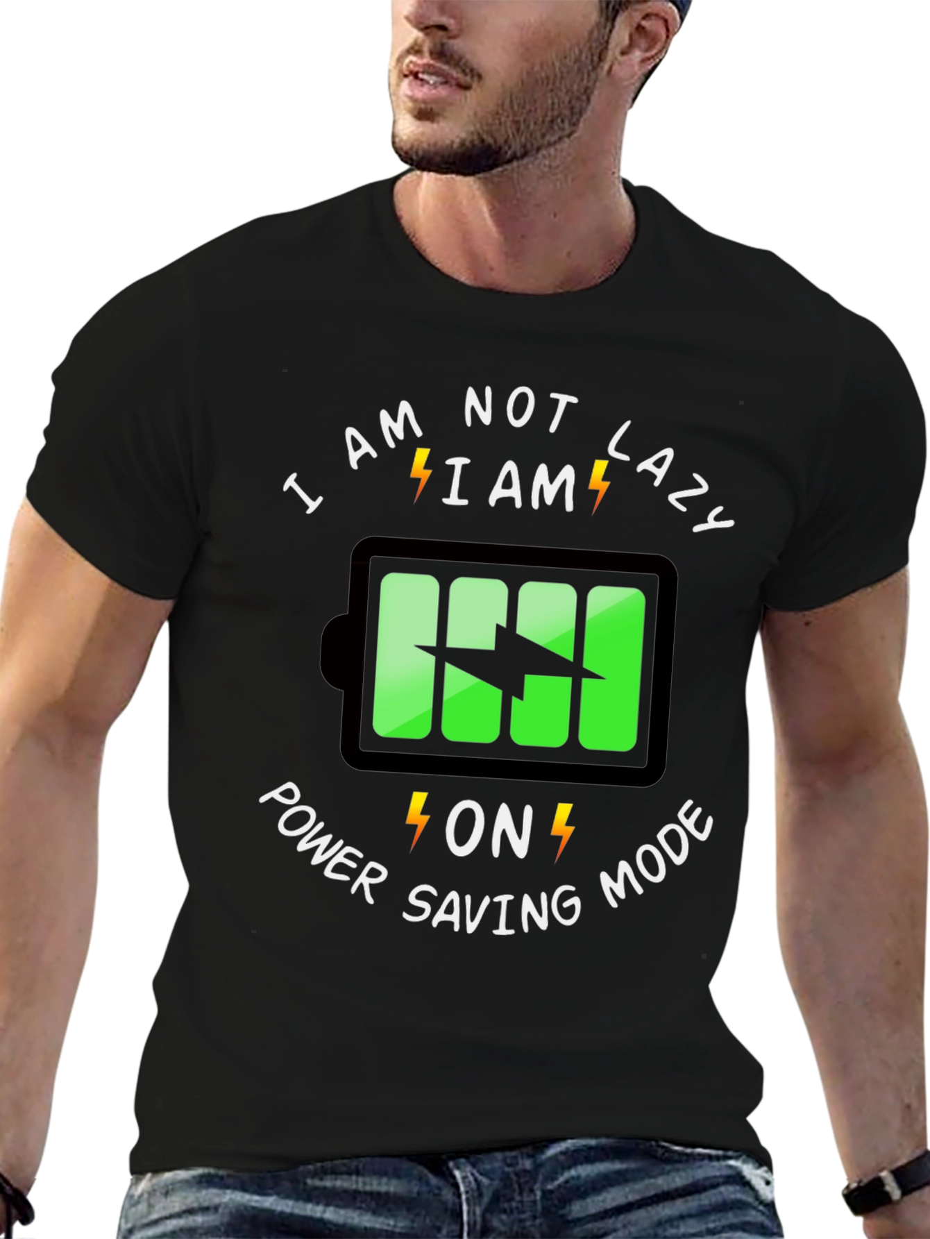 Power Saving Mode Graphic Tee - Funny Lazy T-Shirt
