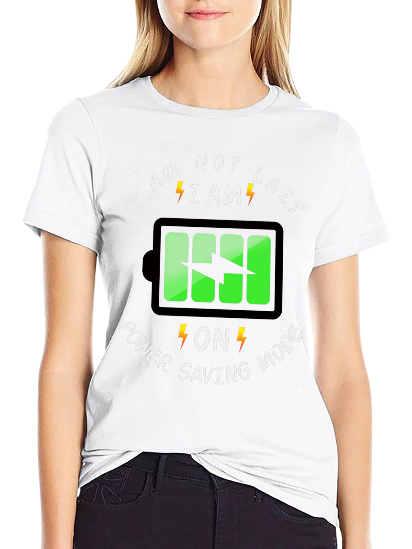 Power Saving Mode Graphic Tee - Funny Lazy T-Shirt