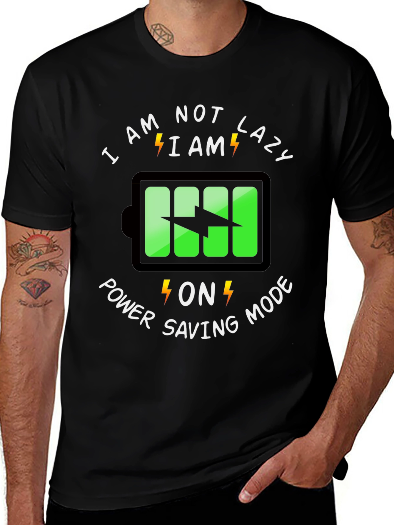 Power Saving Mode Graphic Tee - Funny Lazy T-Shirt