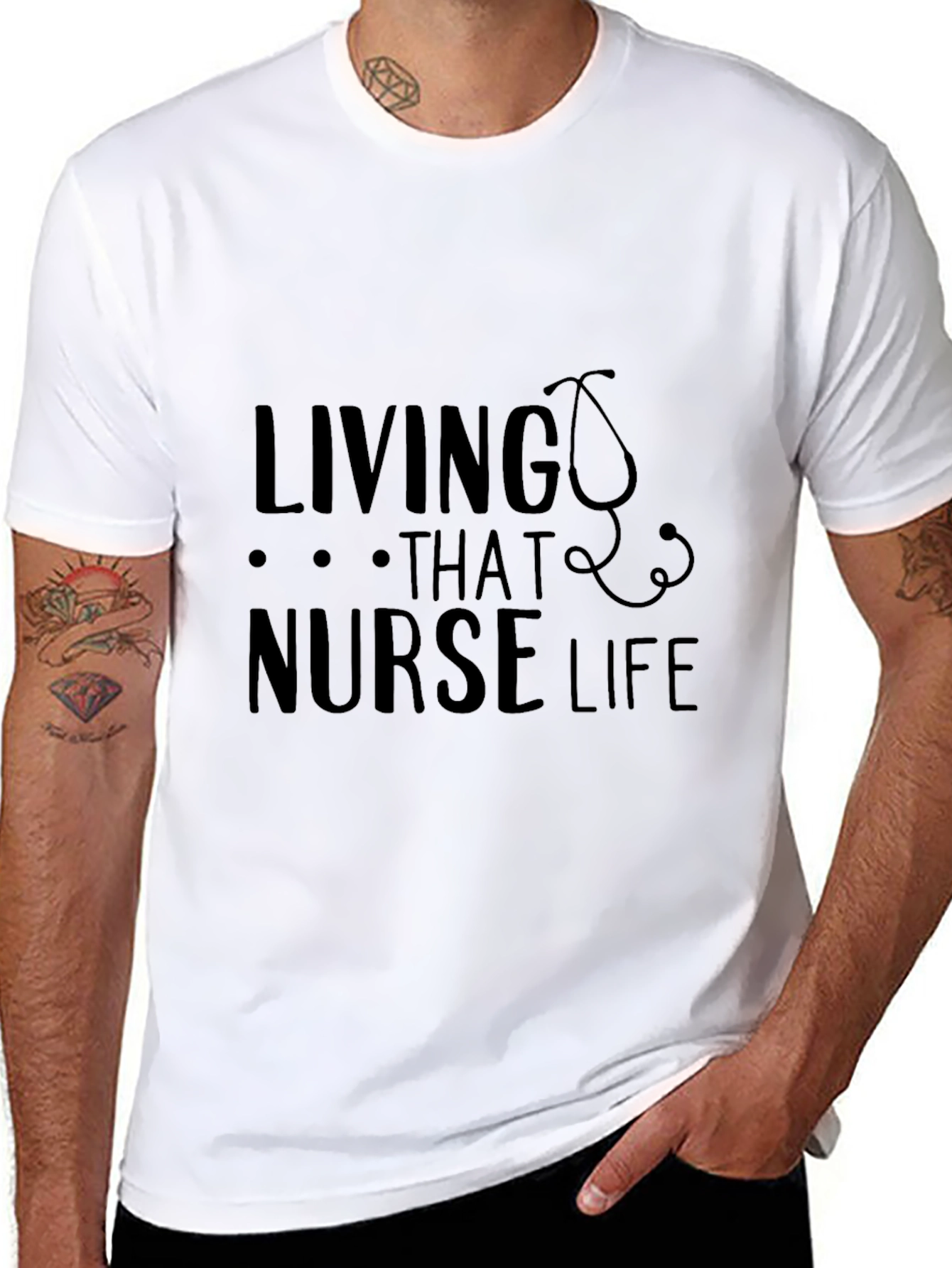 Living That Nurse Life Black Graphic Tee