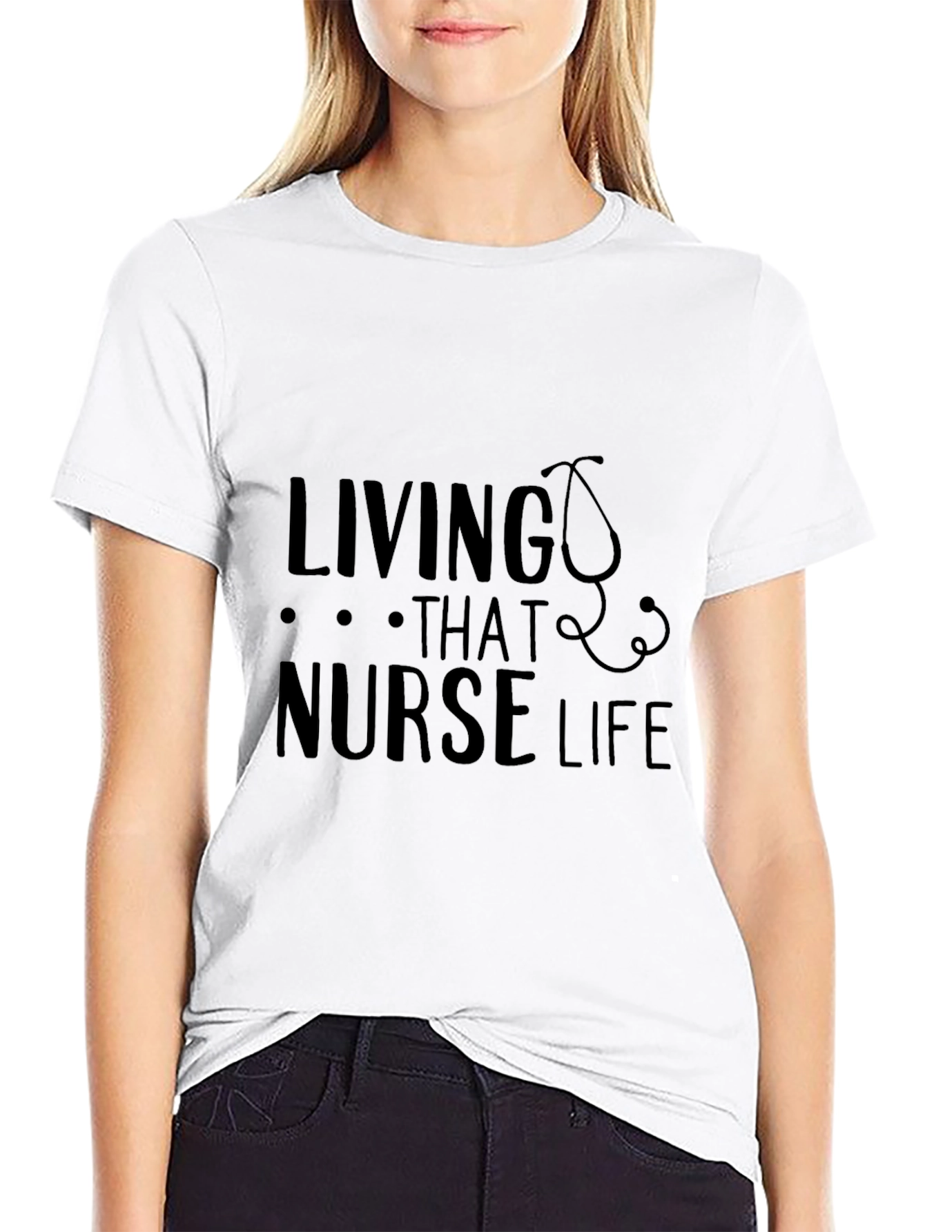 Living That Nurse Life Black Graphic Tee