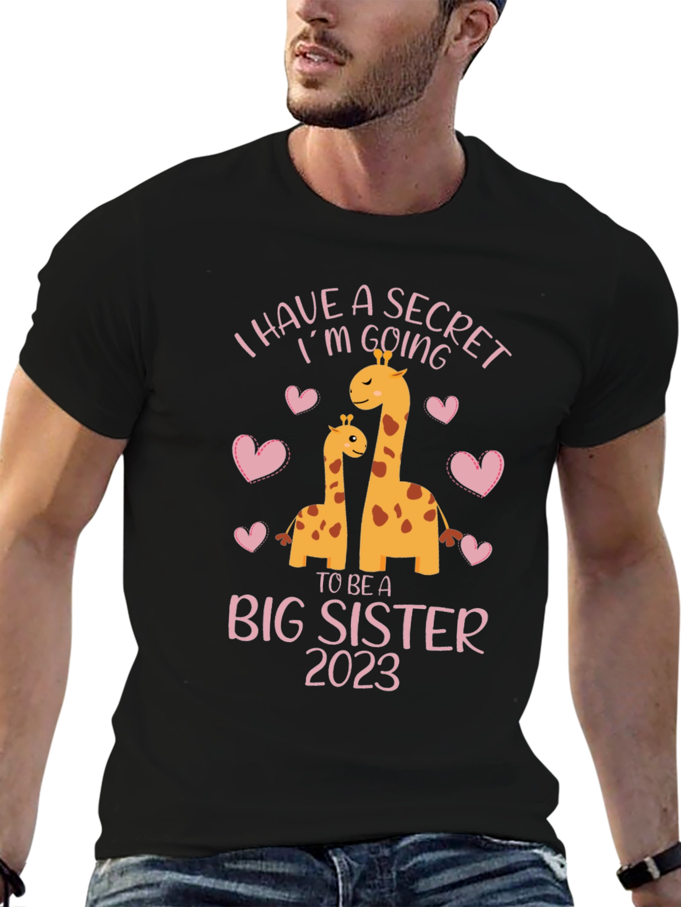 Big Sister 2023 Giraffe Pregnancy Announcement T-Shirt