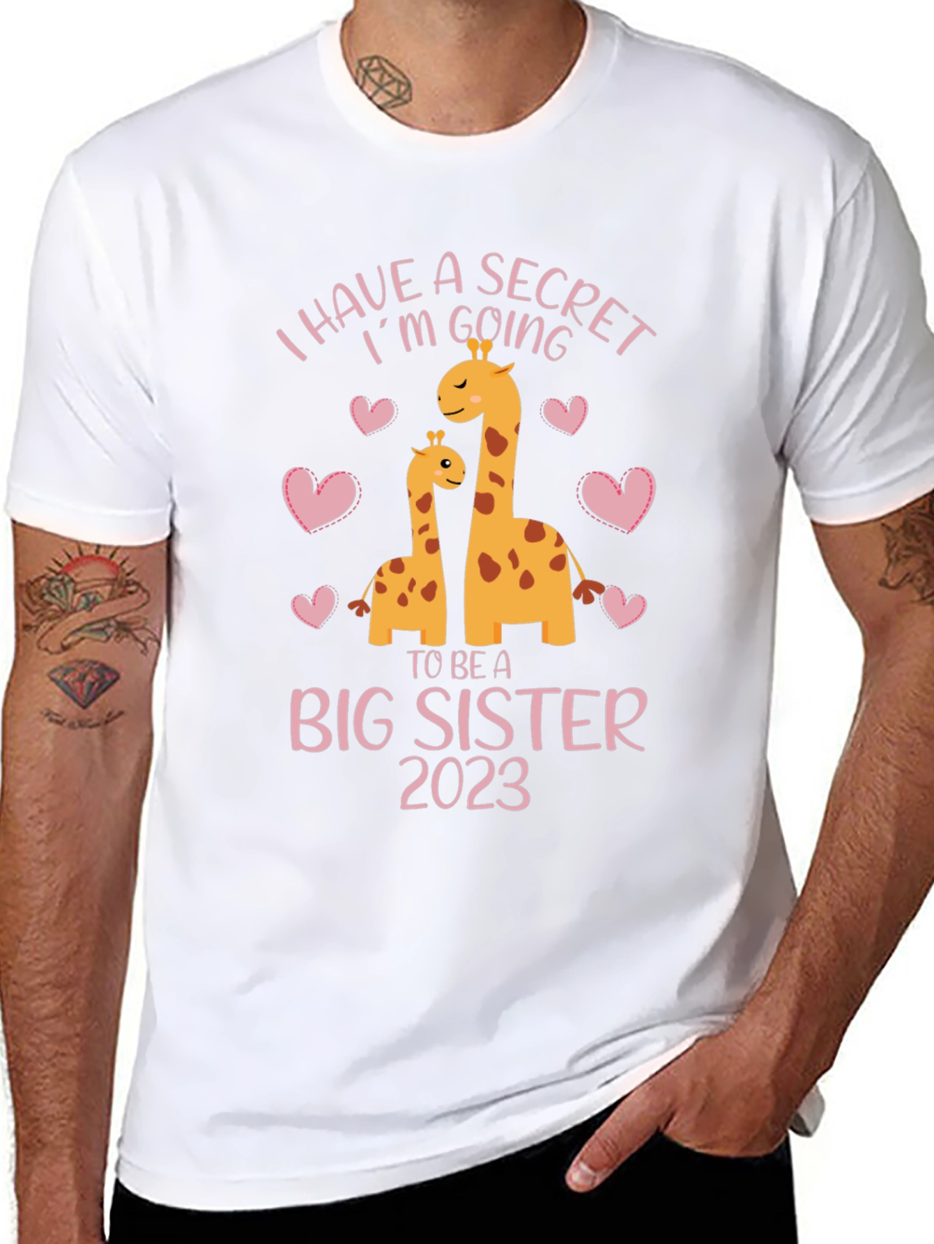Big Sister 2023 Giraffe Pregnancy Announcement T-Shirt