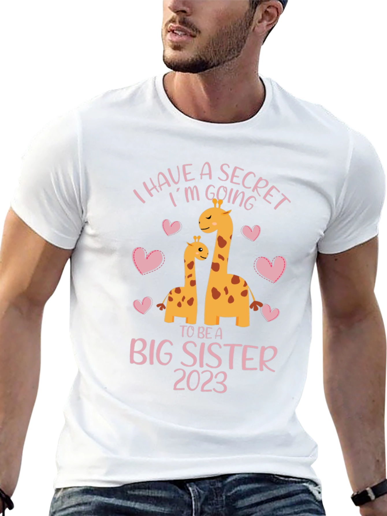 Big Sister 2023 Giraffe Pregnancy Announcement T-Shirt