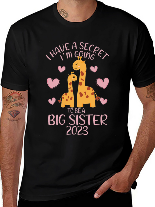Big Sister 2023 Giraffe Pregnancy Announcement T-Shirt