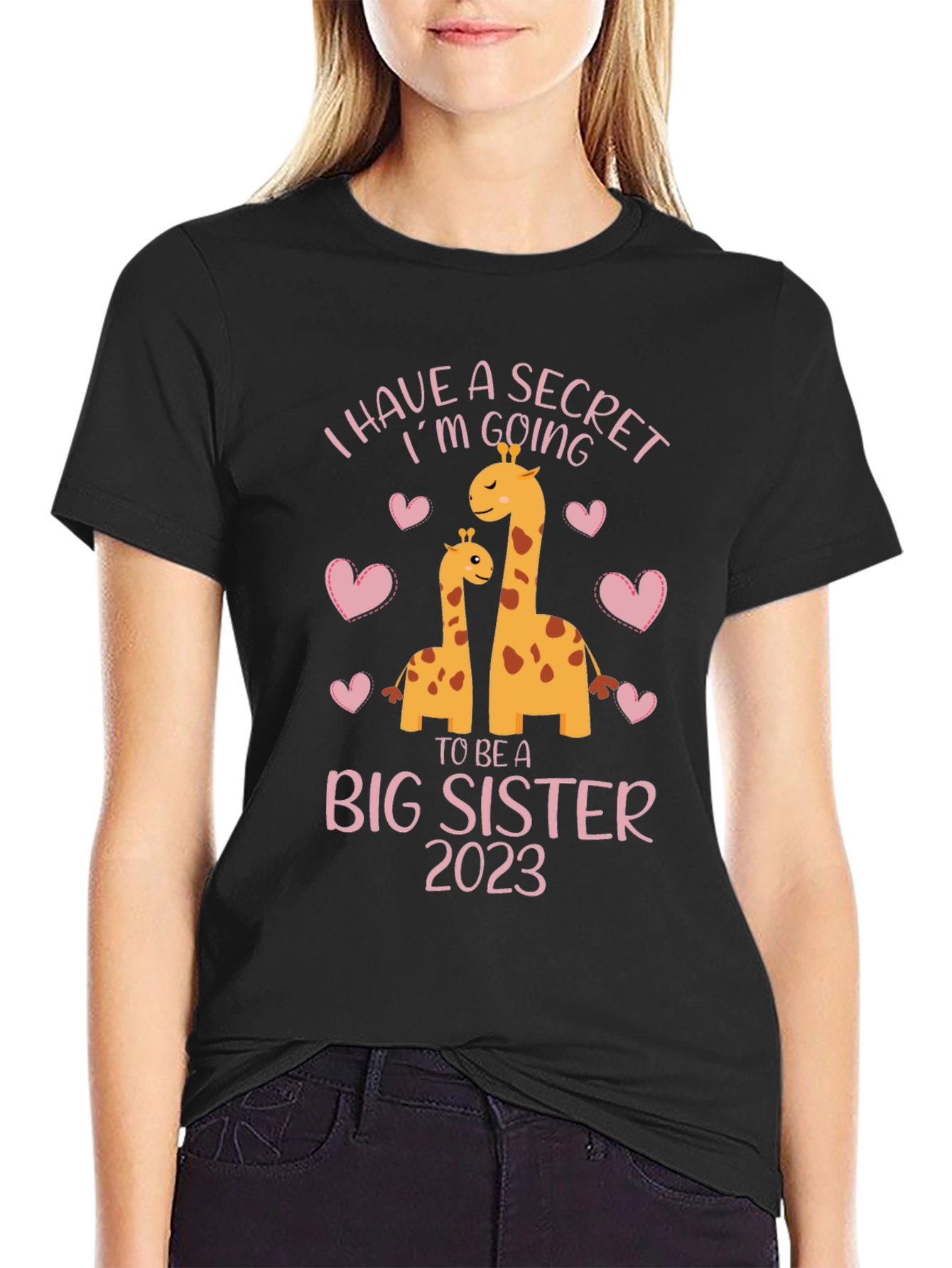 Big Sister 2023 Giraffe Pregnancy Announcement T-Shirt