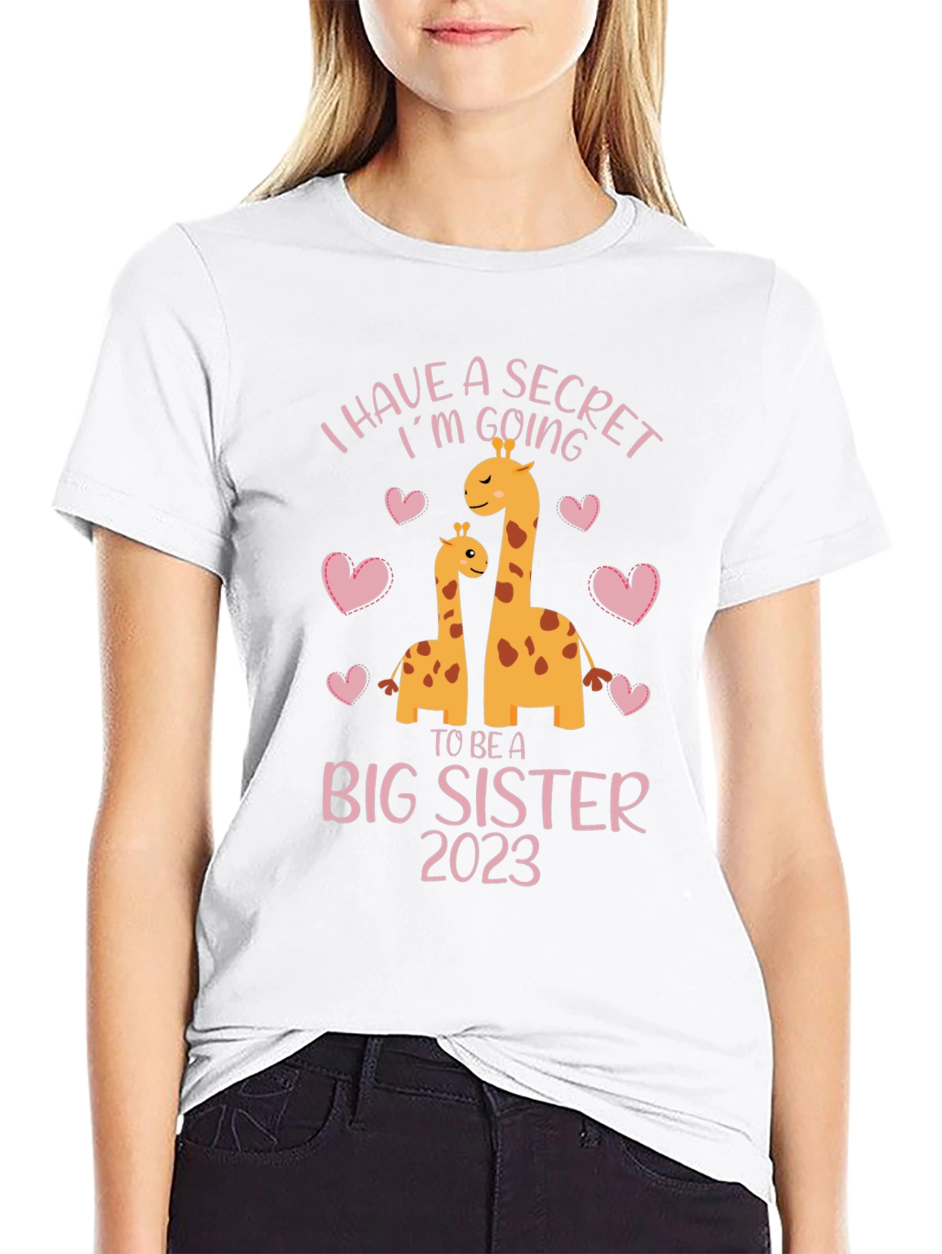 Big Sister 2023 Giraffe Pregnancy Announcement T-Shirt
