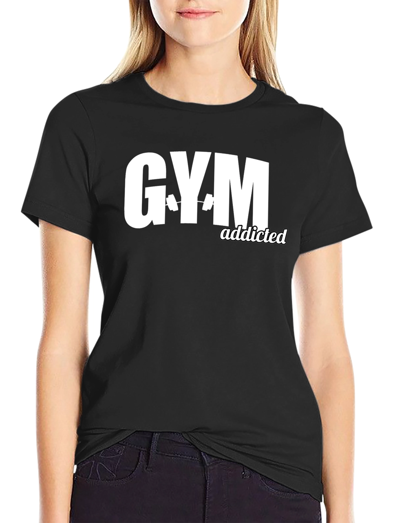 Gym Addicted Black T-Shirt Workout Fitness Tee