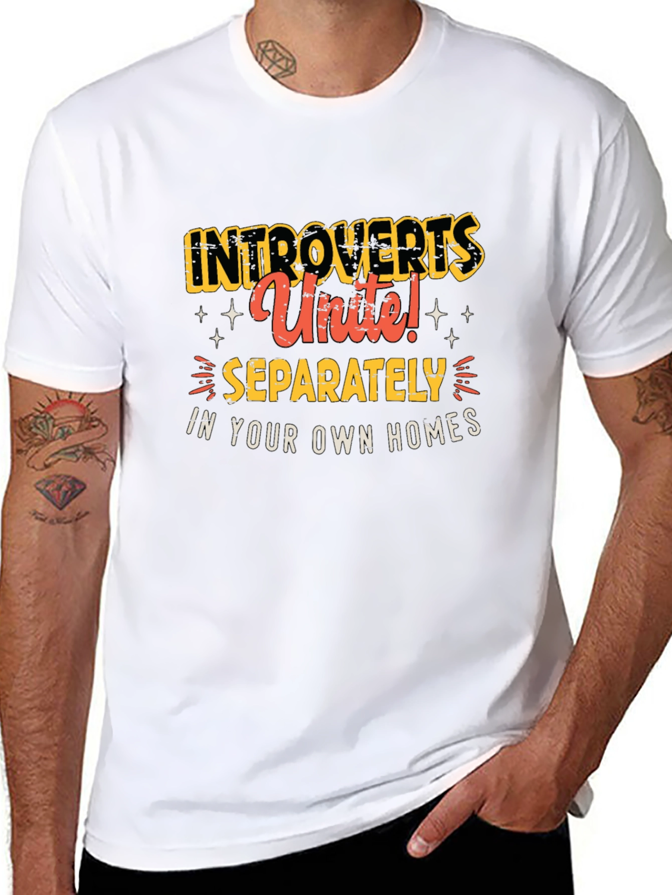 Introvert Unite T-Shirt - Black Crew Neck Tee