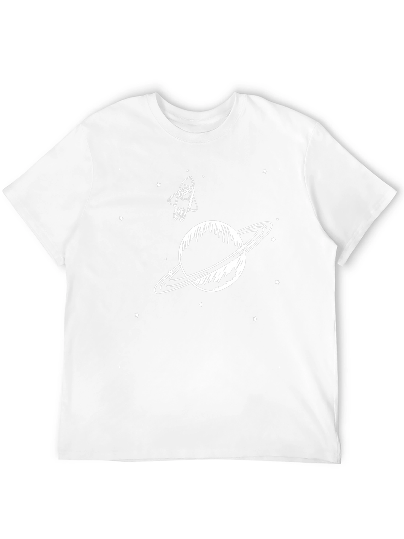 Space Rocket & Planet Graphic Tee - Black