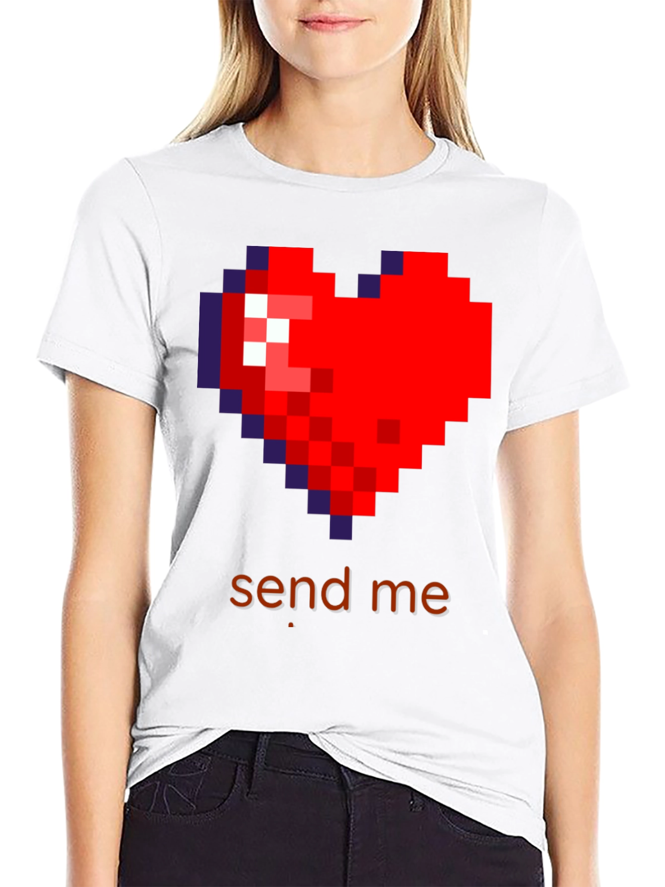 Pixel Heart Send Me T-Shirt - Gamer Love Tee