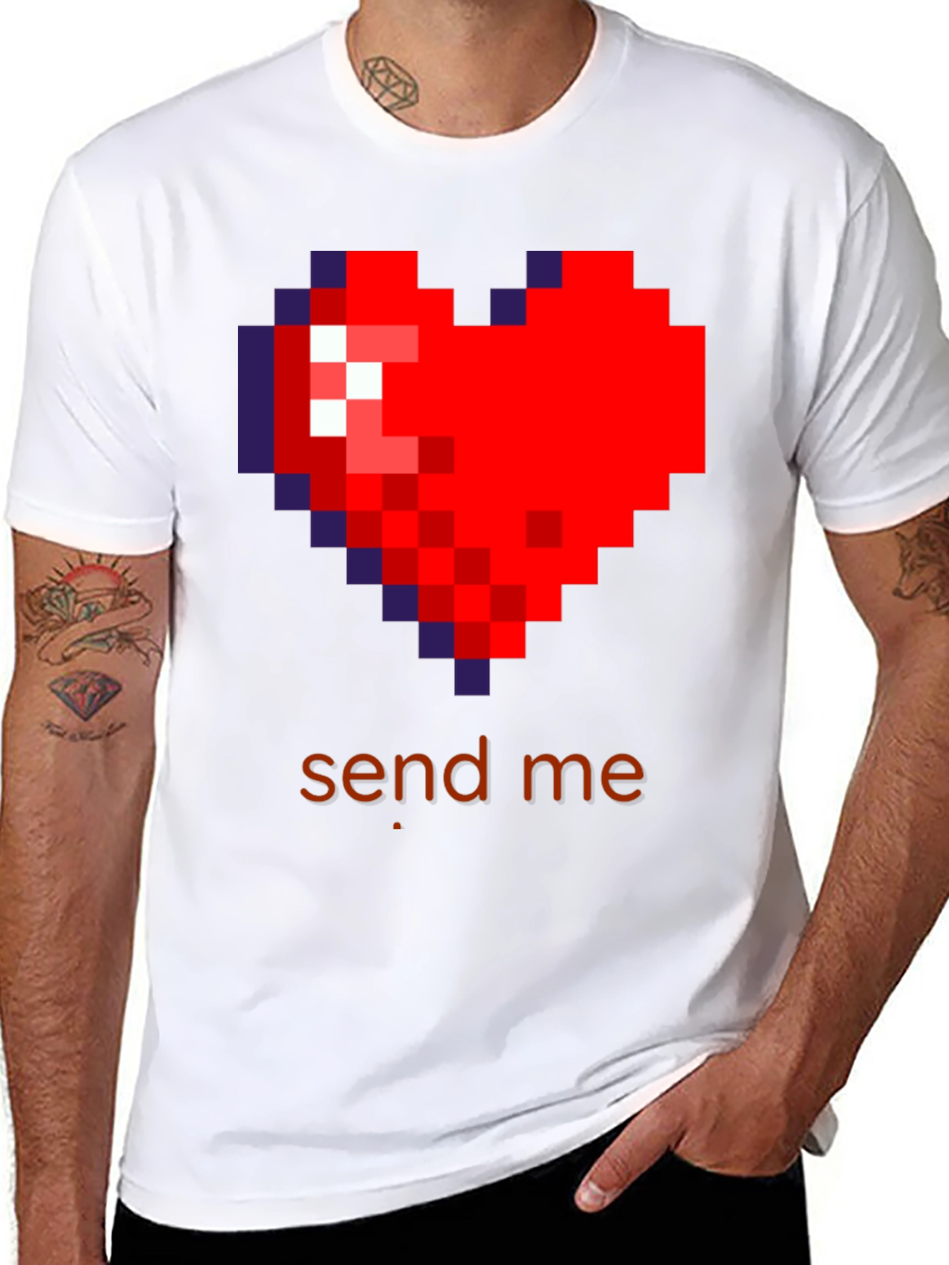 Pixel Heart Send Me T-Shirt - Gamer Love Tee