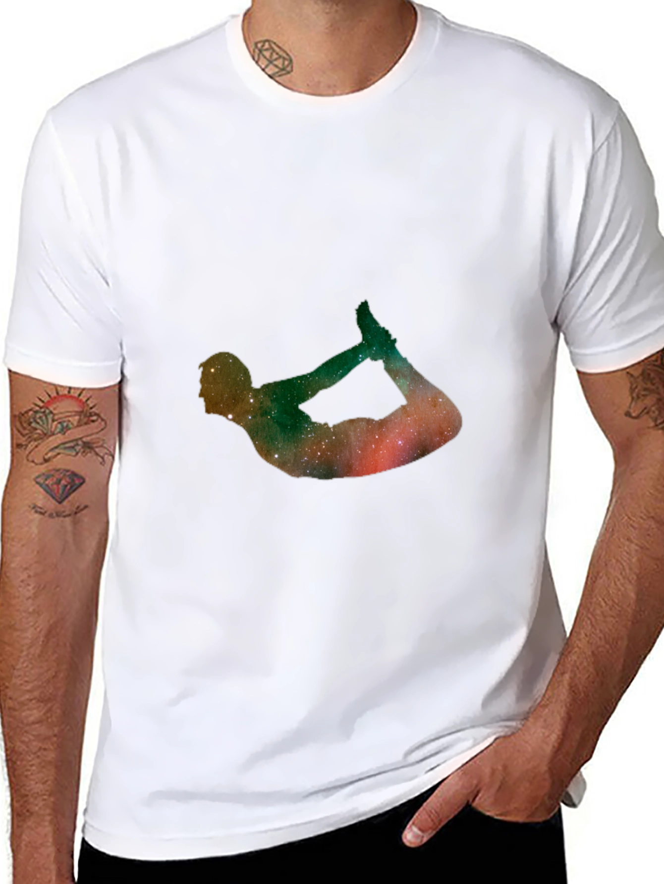 Galaxy Yoga Pose Black T-Shirt