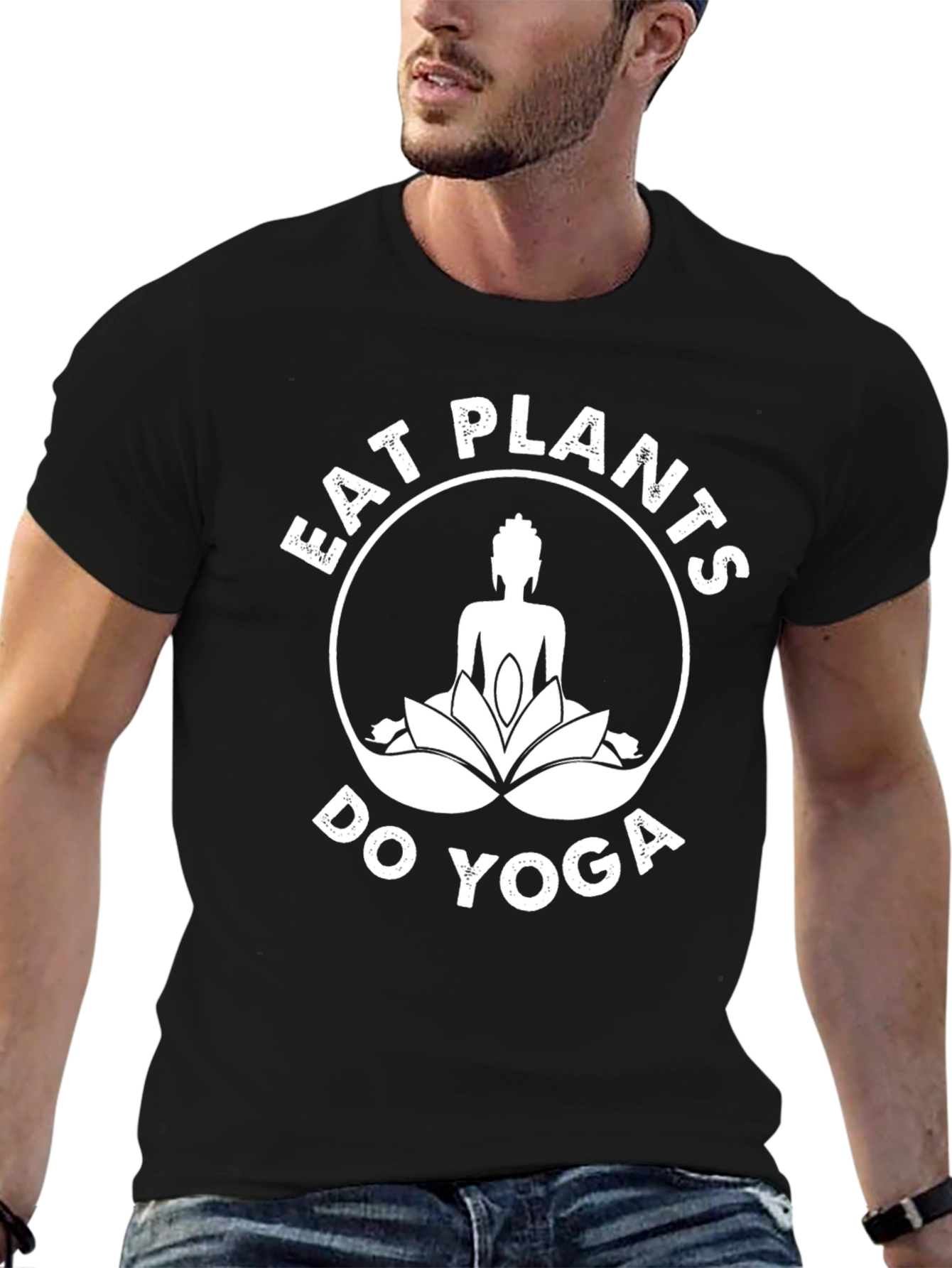 Eat Plants Do Yoga T-Shirt - Black Graphic Tee