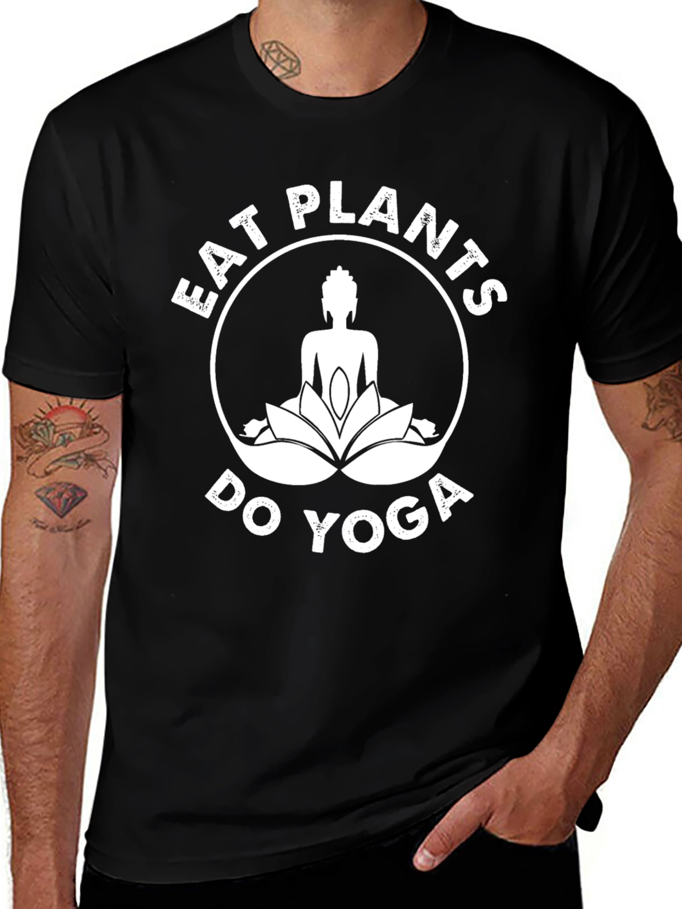 Eat Plants Do Yoga T-Shirt - Black Graphic Tee