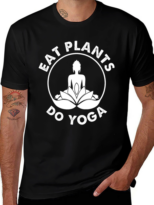 Eat Plants Do Yoga T-Shirt - Black Graphic Tee
