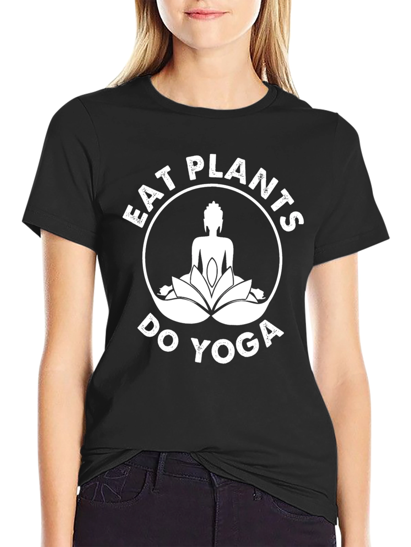 Eat Plants Do Yoga T-Shirt - Black Graphic Tee