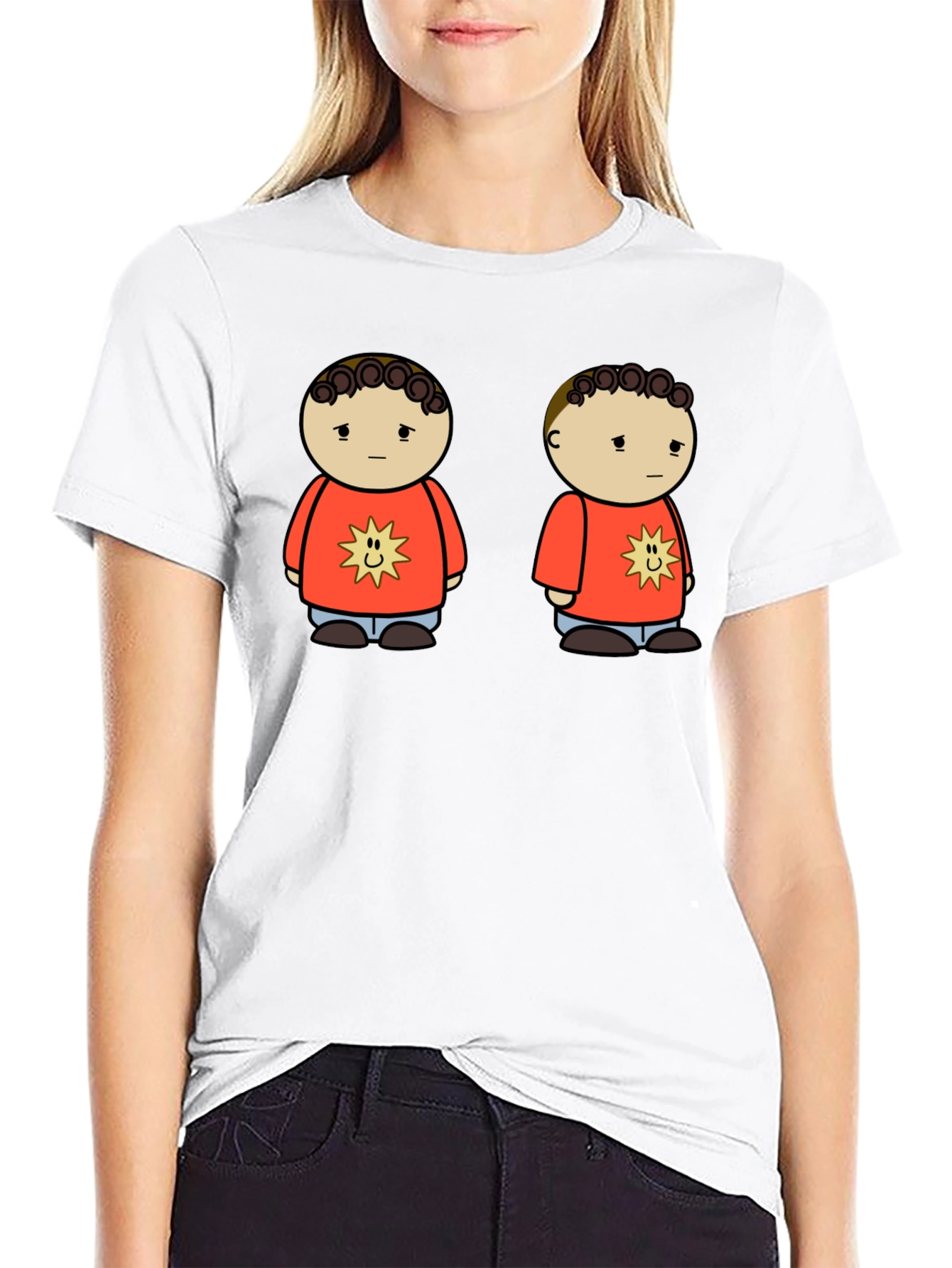 Cartoon Character Graphic Tee - Unisex Black T-Shirt