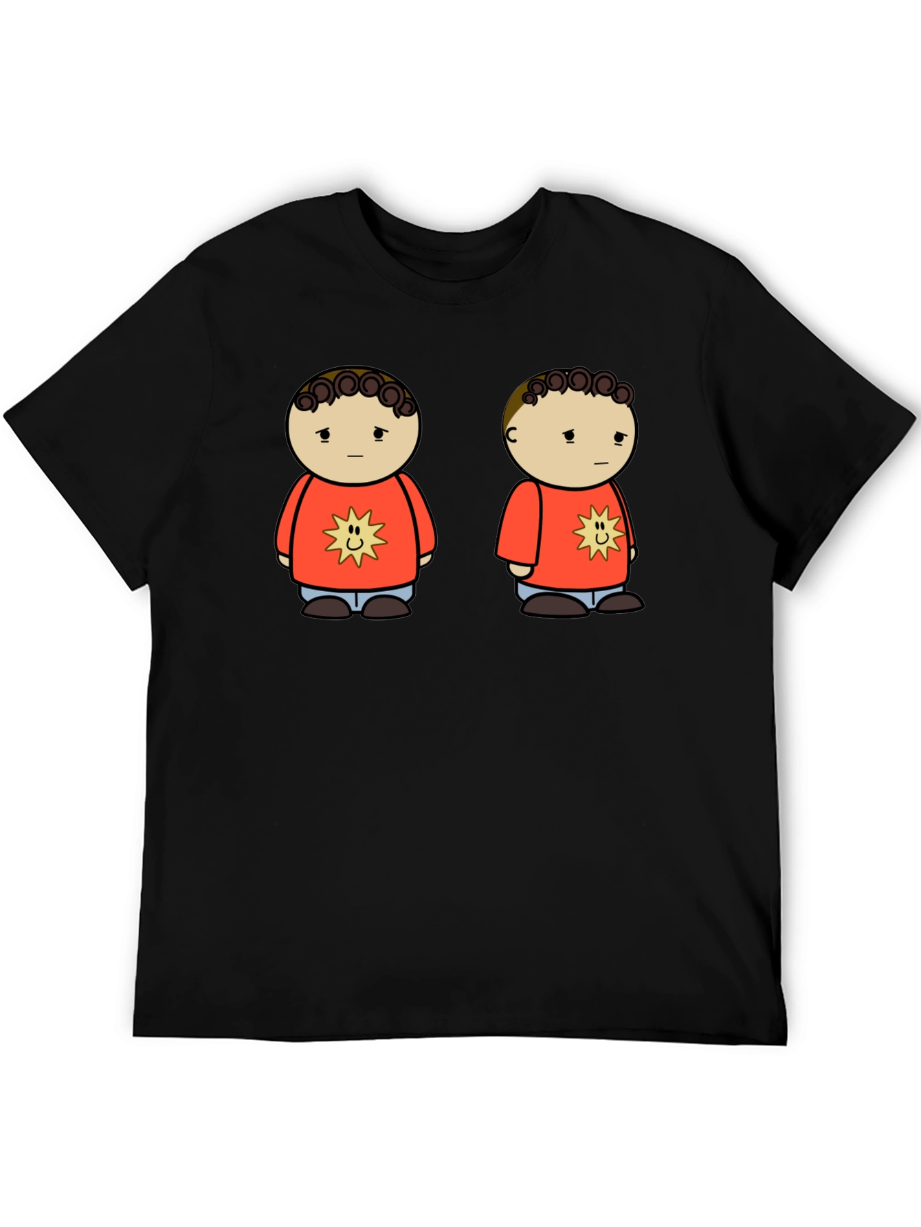 Cartoon Character Graphic Tee - Unisex Black T-Shirt