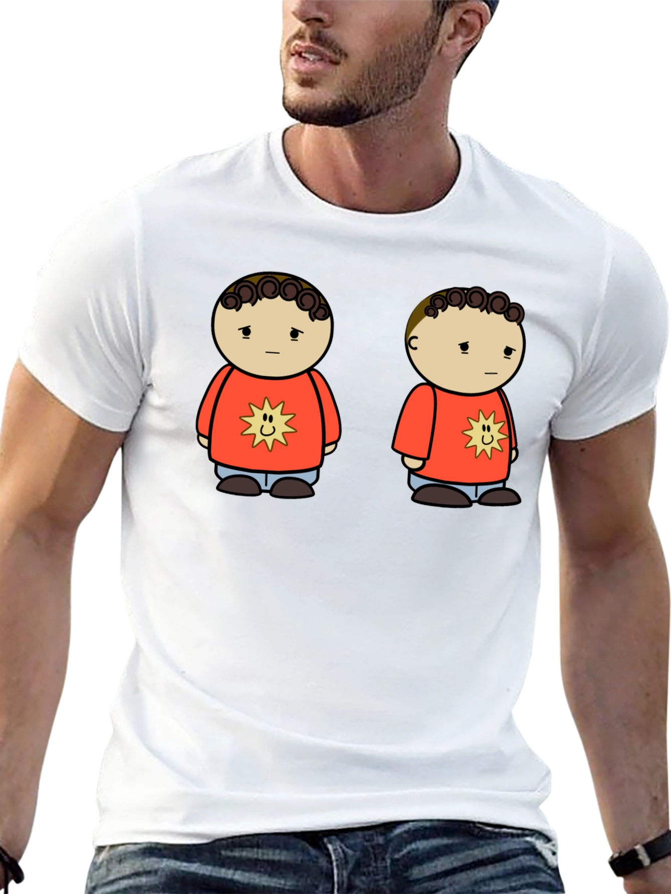 Cartoon Character Graphic Tee - Unisex Black T-Shirt