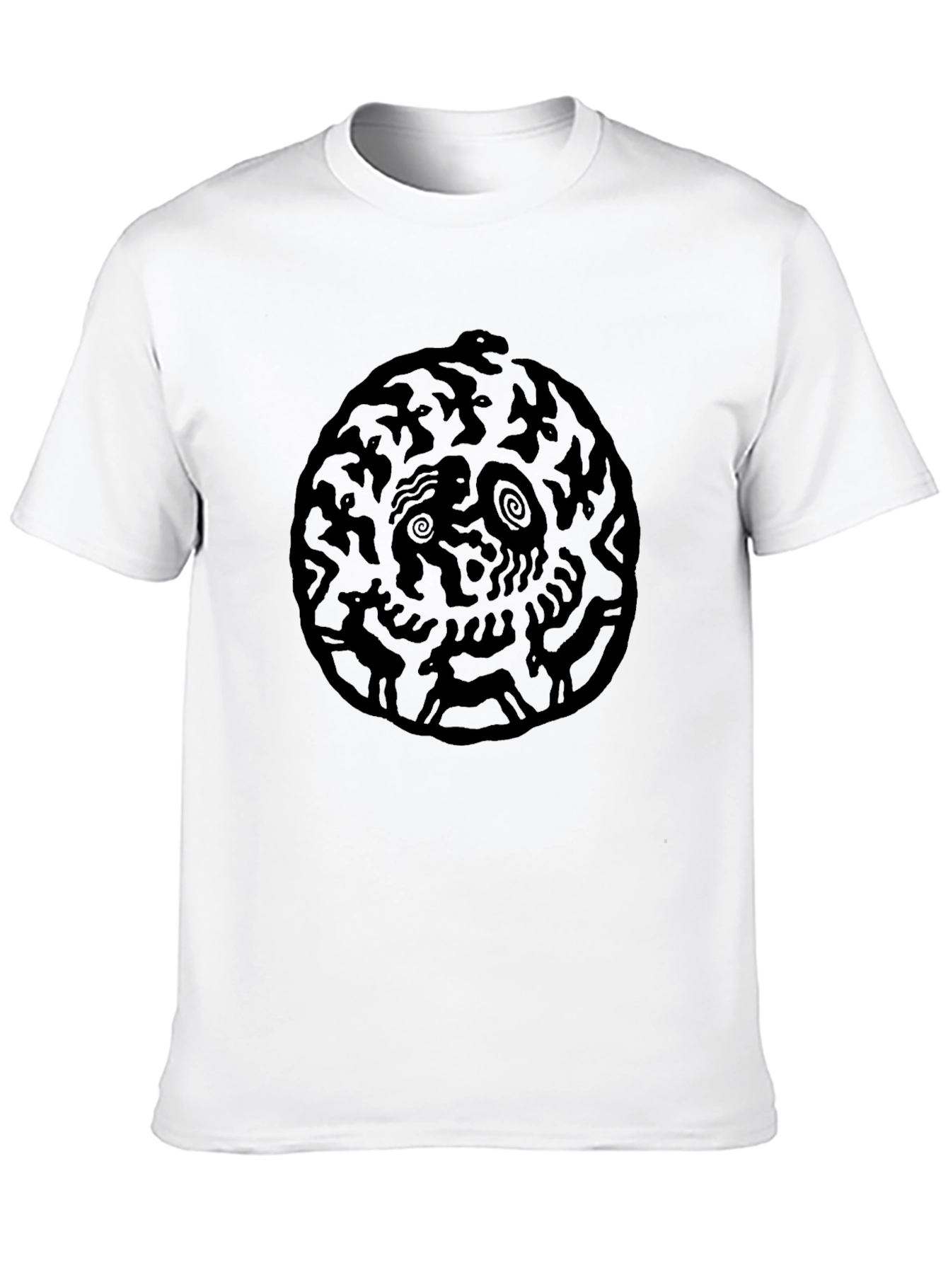 Abstract Art Black Graphic Tee - Casual Wear