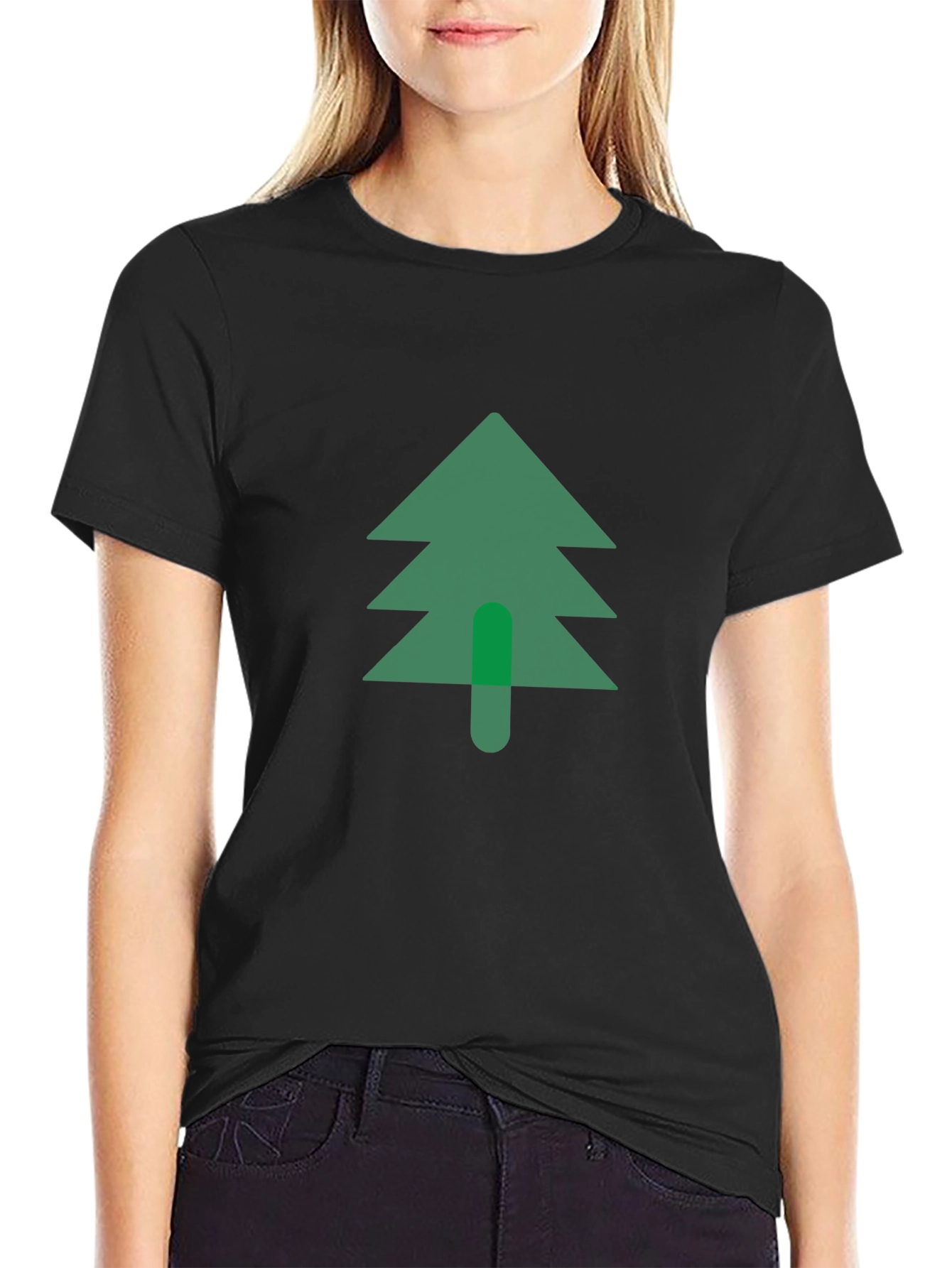 Green Tree Graphic Black T-Shirt