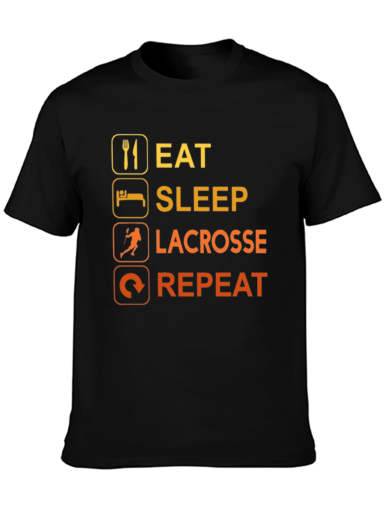 Eat Sleep Lacrosse Repeat Black T-Shirt